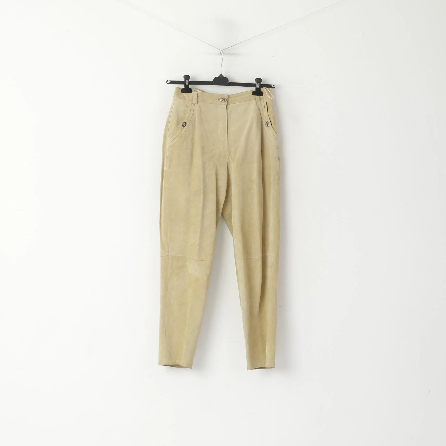 Meico Landhaus Women 42 M Leather Trousers Beige Suede Vintage Tyrol Pants