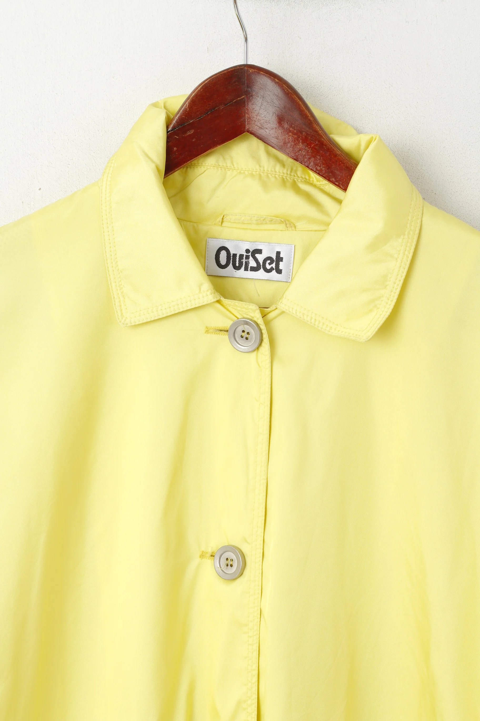 Ouiset Women 10 M Coat Yellow Shiny Single Breasted Nylon Oversize Classic - Image 2