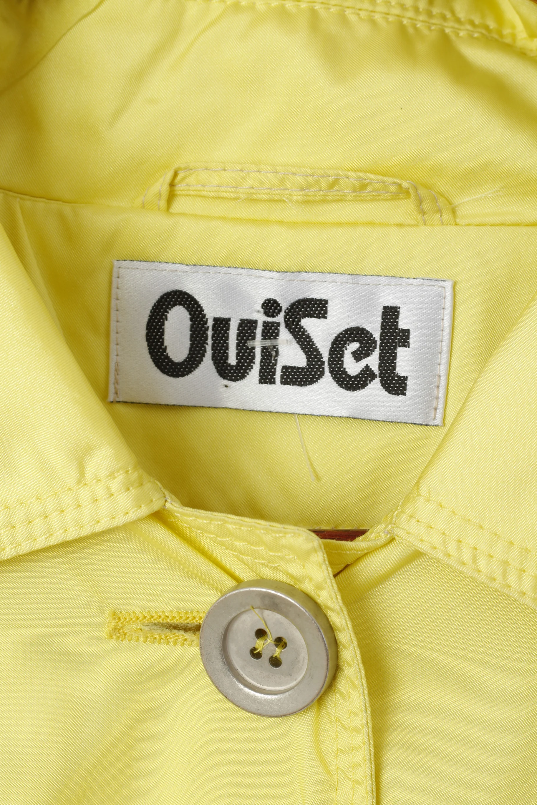 Ouiset Women 10 M Coat Yellow Shiny Single Breasted Nylon Oversize Classic - Image 4