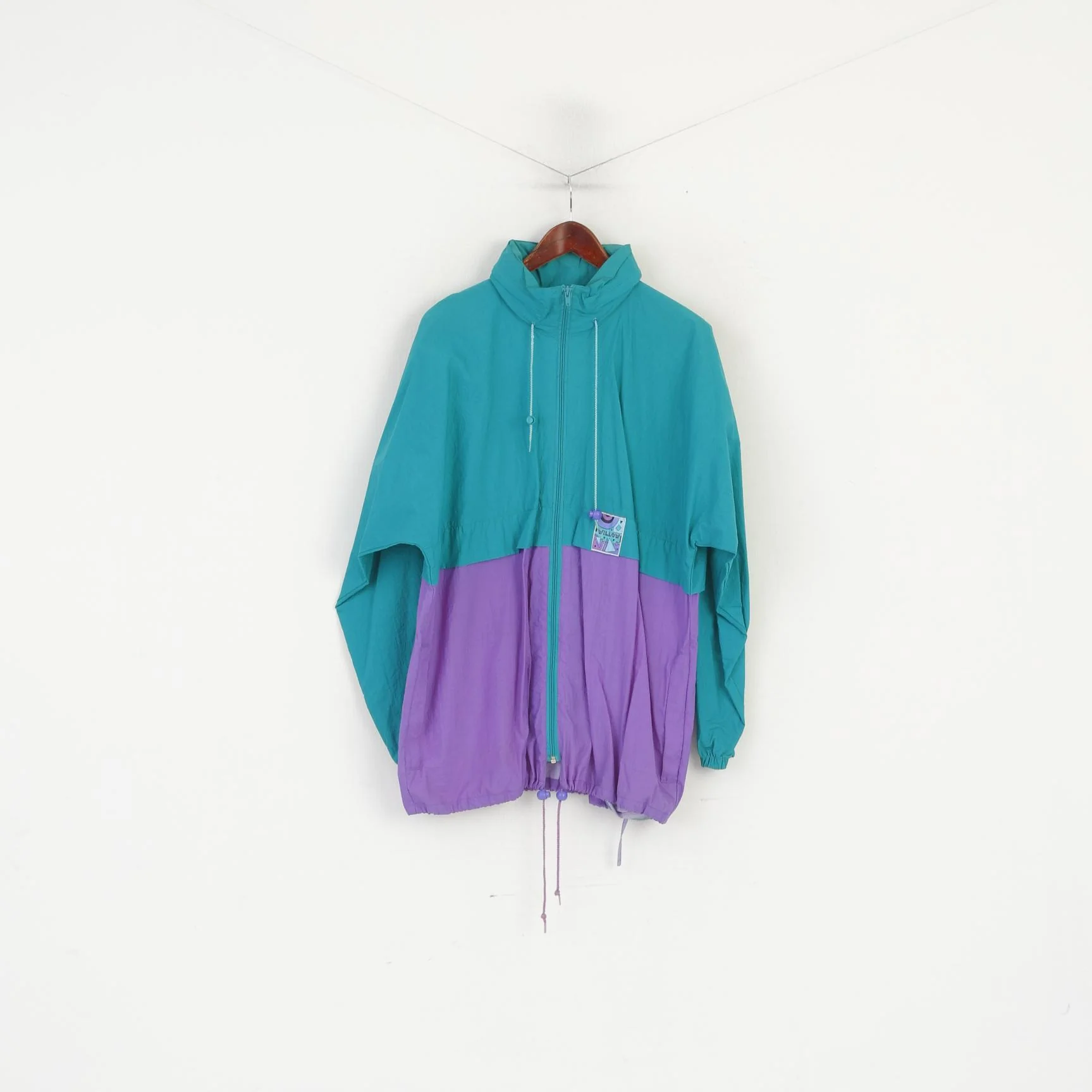Willow Men L Jacket Green Vintage Nylon Waterproof Full Zipper Festival Top