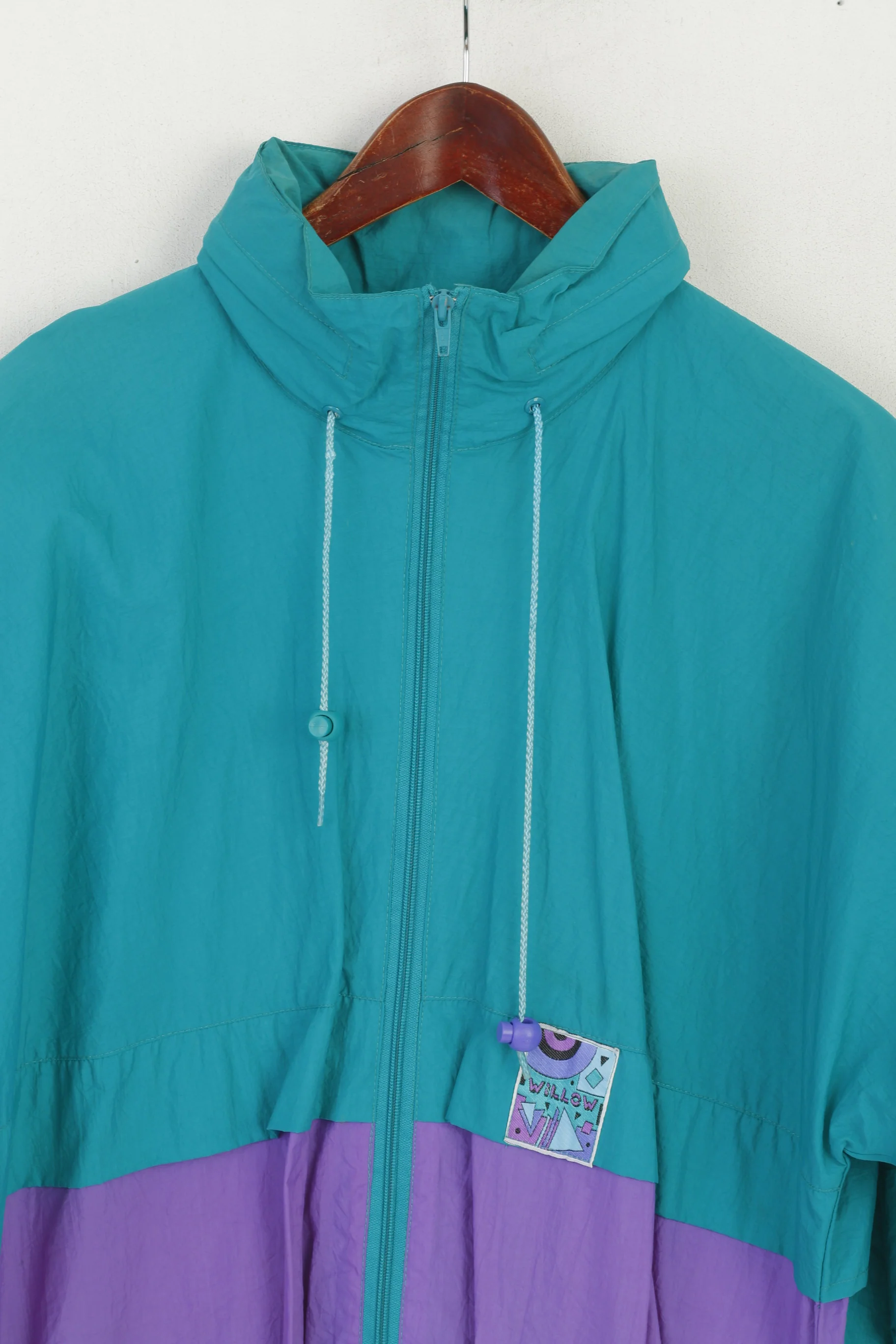 Willow Men L Jacket Green Vintage Nylon Waterproof Full Zipper Festival Top - Image 2