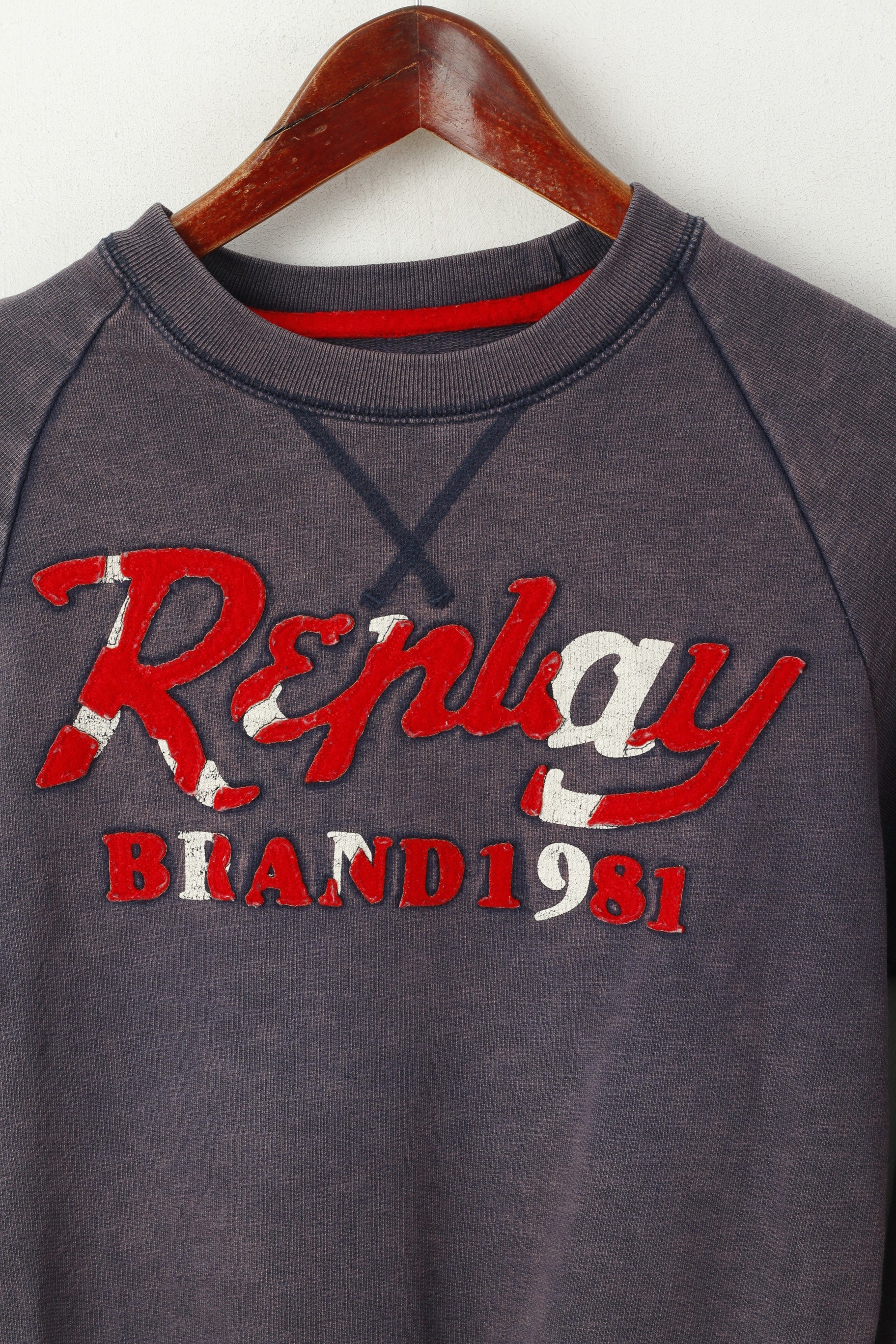 Replay Women S Sweatshirt Plum Cotton Vintage Wash Out Look Jumper - Image 2