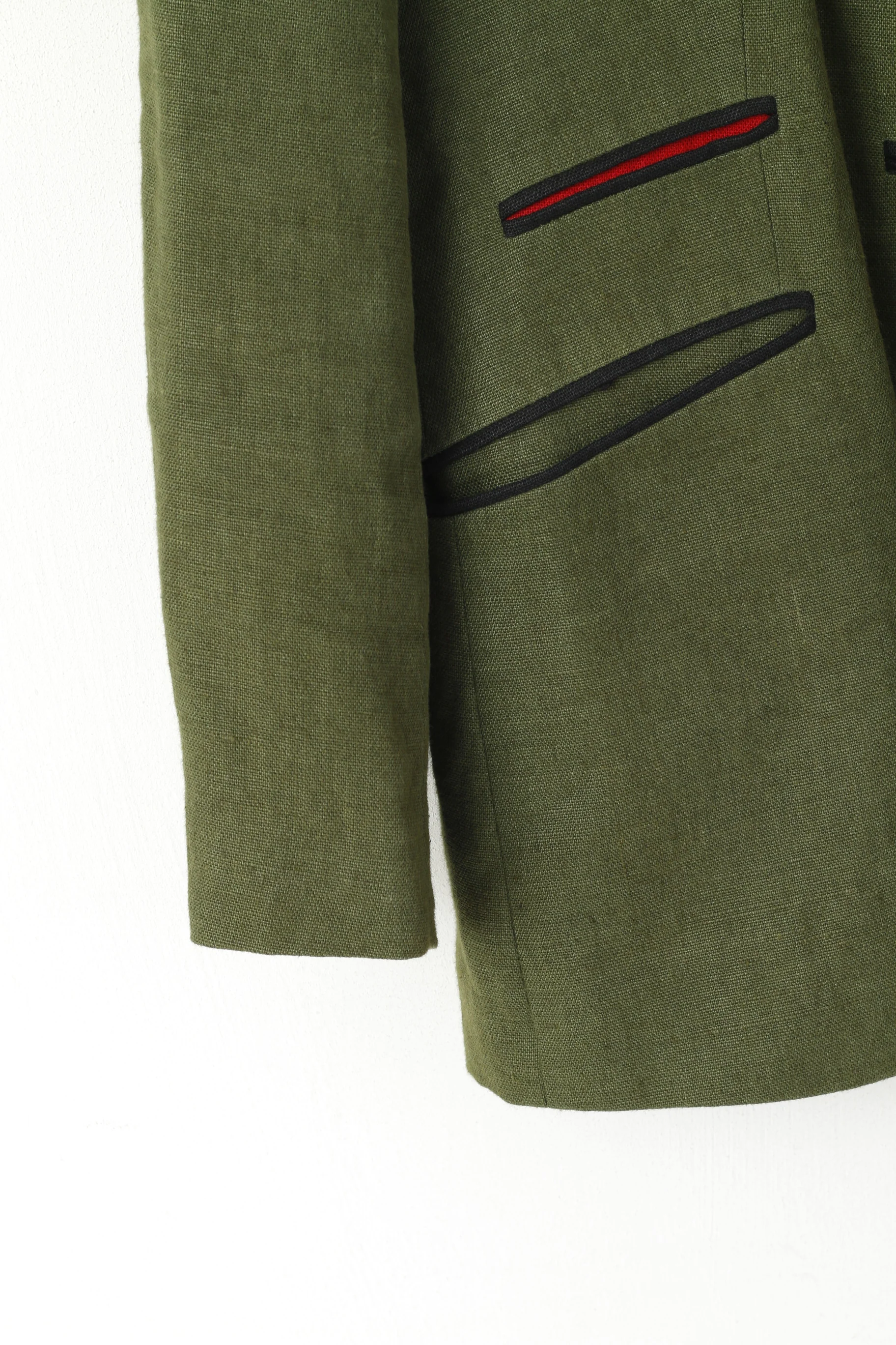 H. Moser Women 44 L Jacket Green Linen Traditional Salzburg Austria Blazer - Image 3