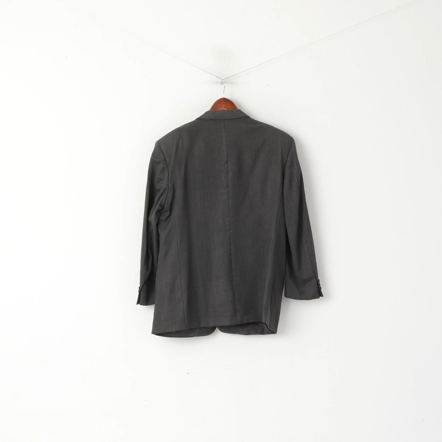 Canali Men 56 46 Blazer Gray Vintage Wool Burki Super 120's Single Breasted Jacket - Image 6