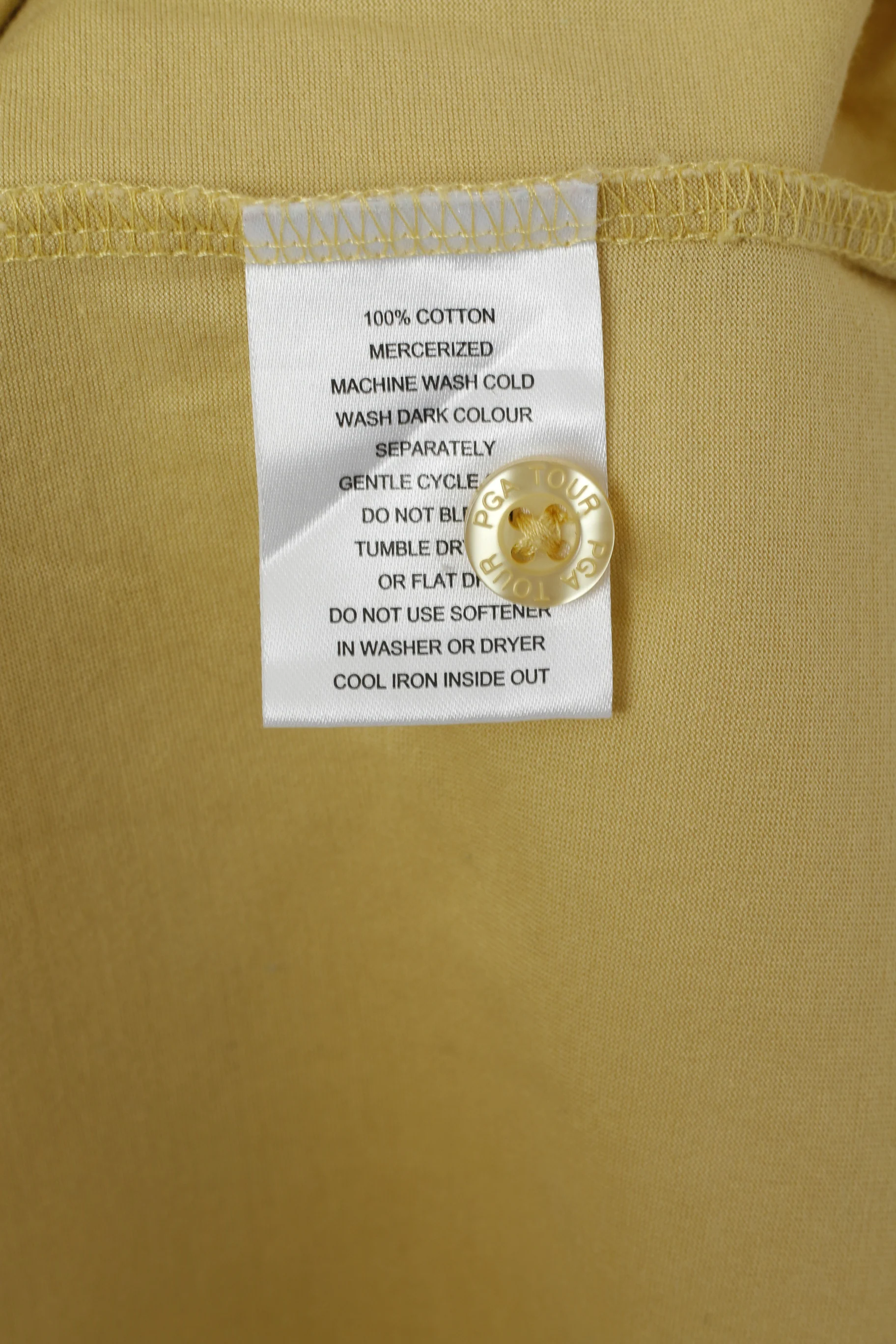 Back9 PGA Tour Men L Polo Shirt Beige Cotton Golf Sport Vintage Detailed Buttons Top - Image 4
