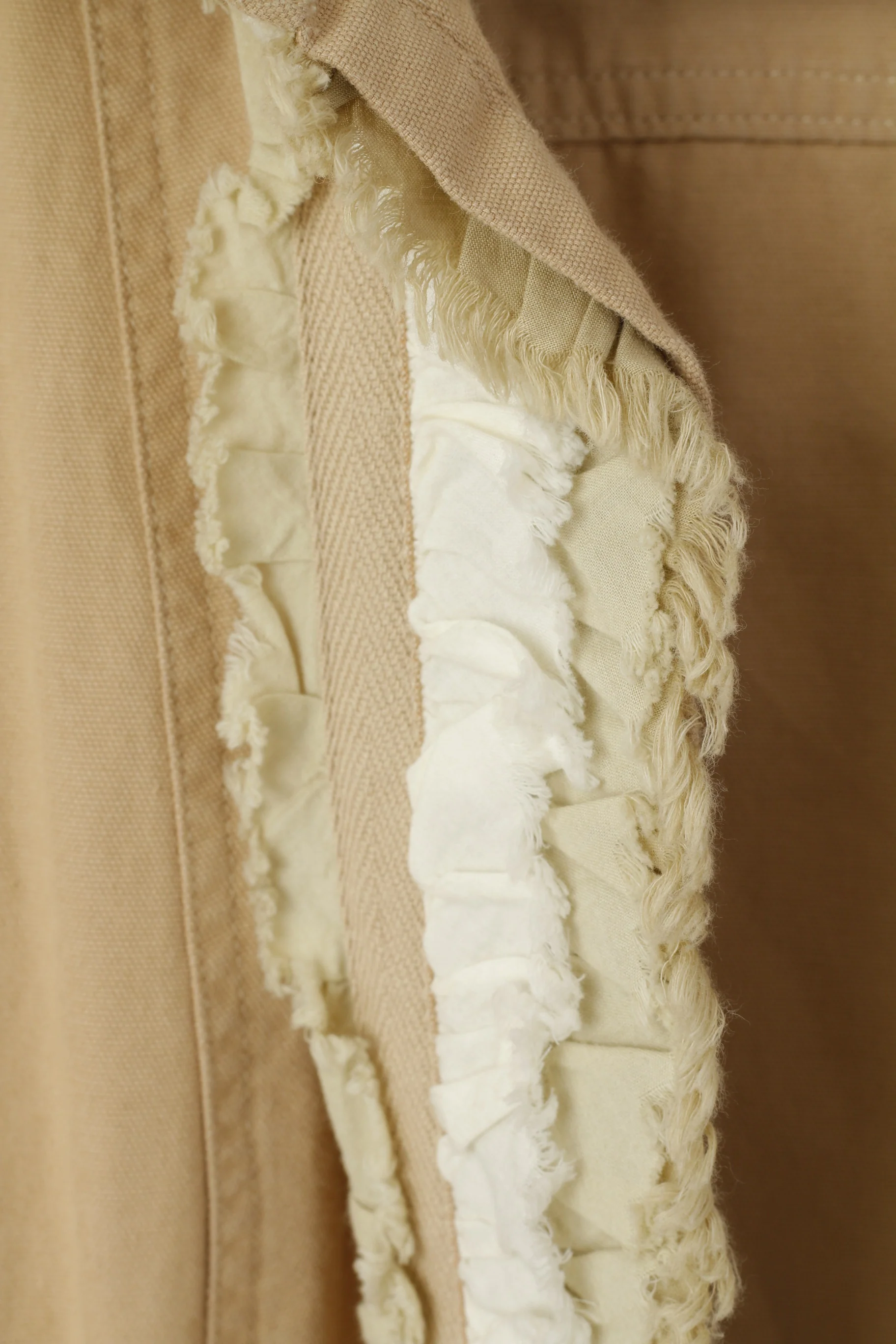 Mango Suit Women XXL(L) Open Front Coat Beige Cotton MNG Long Frills Casual Top - Image 4