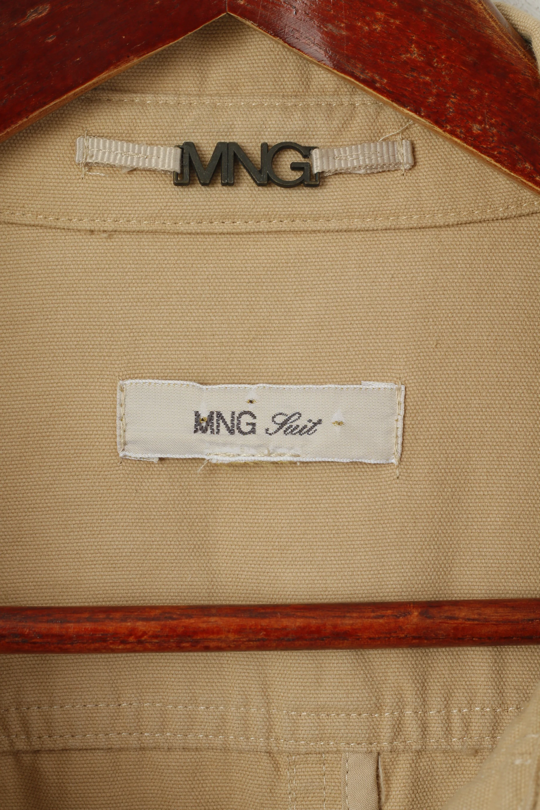 Mango Suit Women XXL(L) Open Front Coat Beige Cotton MNG Long Frills Casual Top - Image 5
