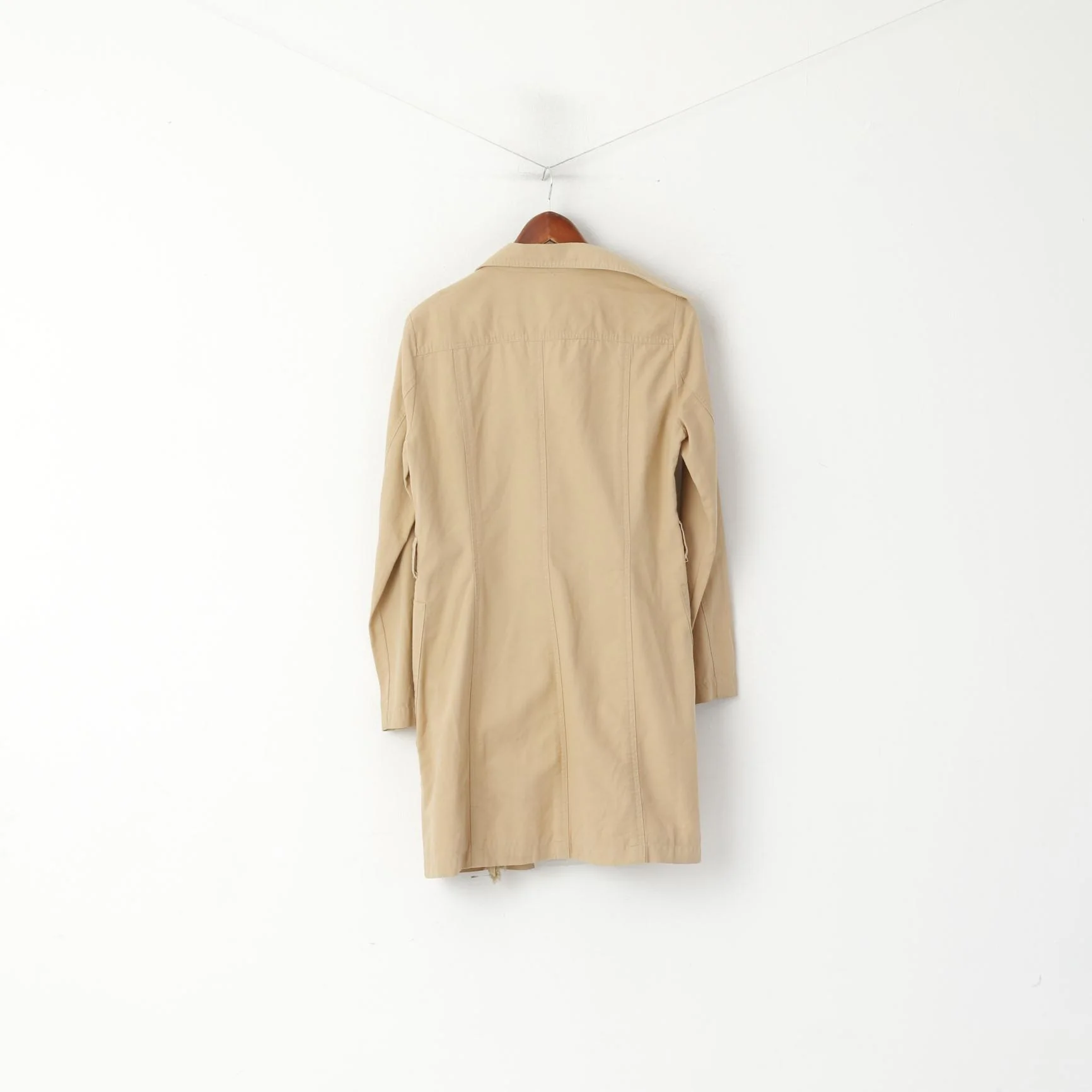 Mango Suit Women XXL(L) Open Front Coat Beige Cotton MNG Long Frills Casual Top - Image 7