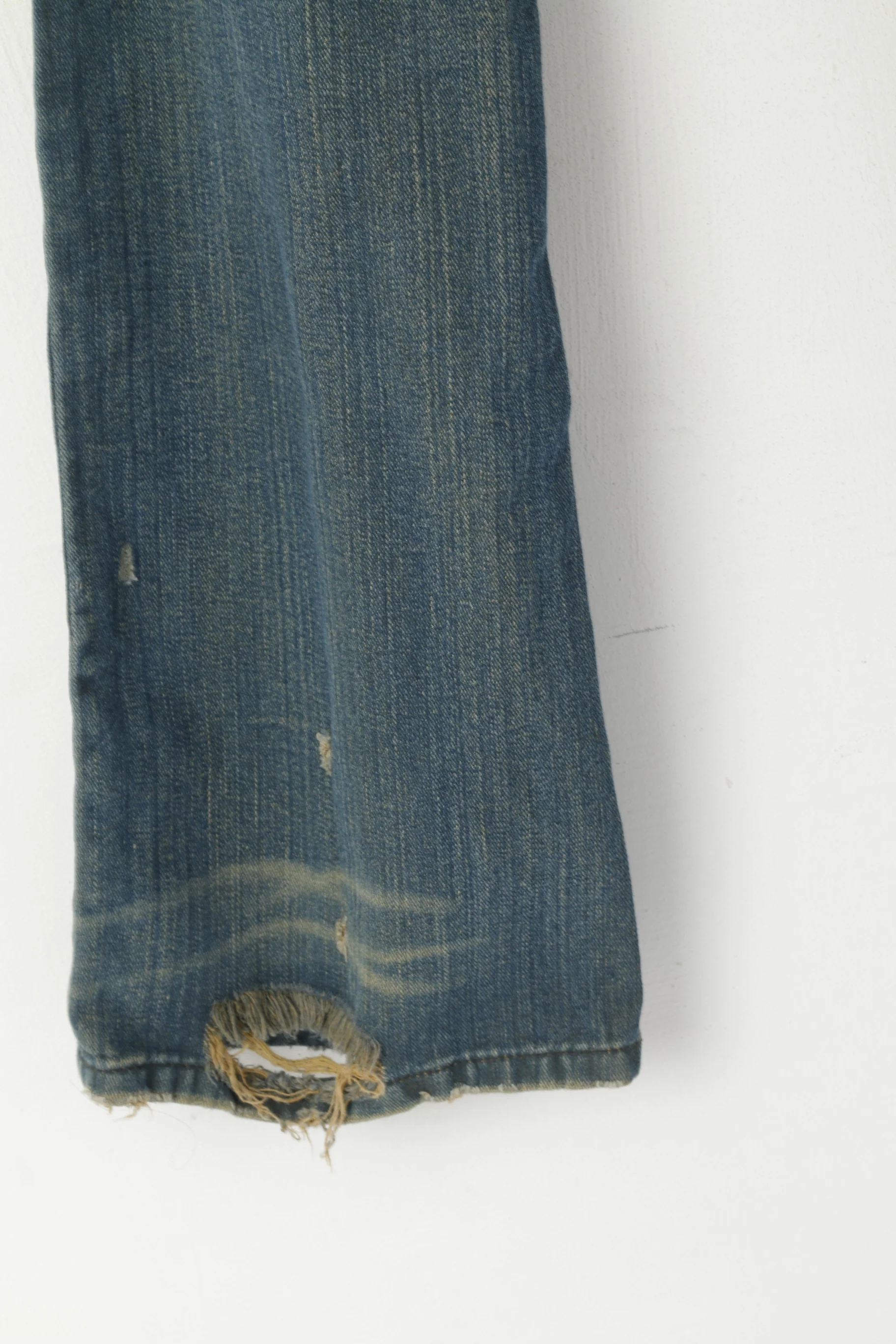 New Zara Women 38 30 Trousers Navy Green Jeans Cotton Ripped Pants - Image 6