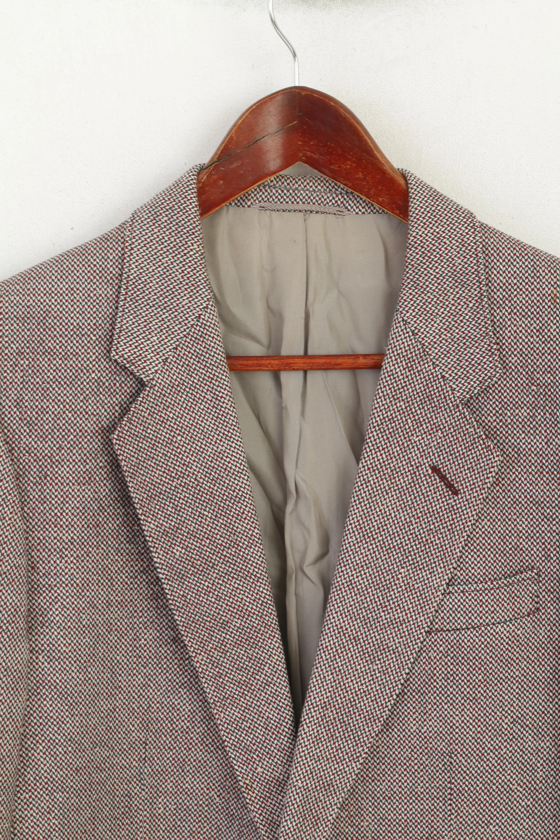 Bruno Kirches Landlord Men 38 Blazer Vintage Green Red Wool Silk Single Breasted Jacket - Image 2