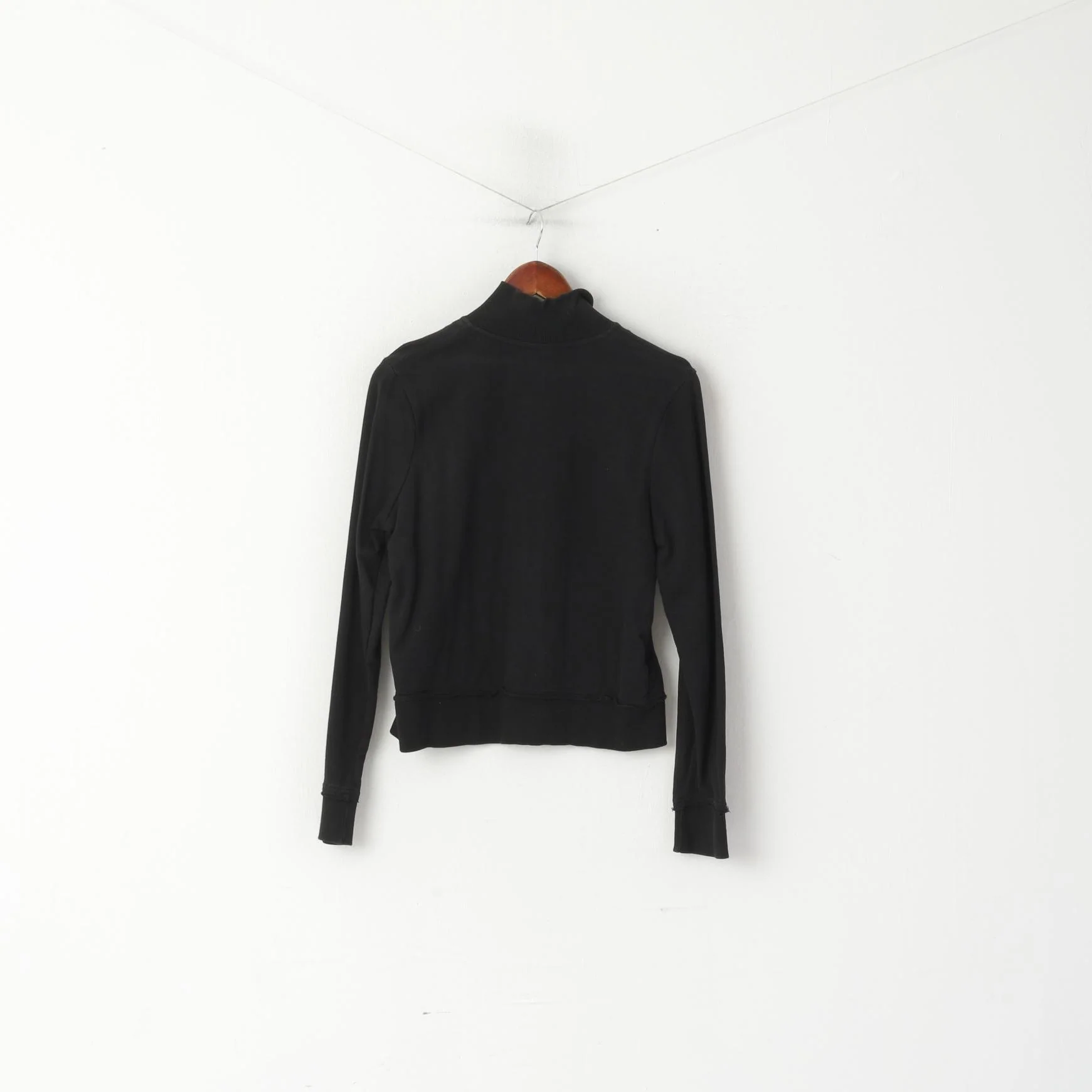 Lonsdale London Women 12 S Sweatshirt Black Cotton Logo Full Zip Cropped Top - Image 6