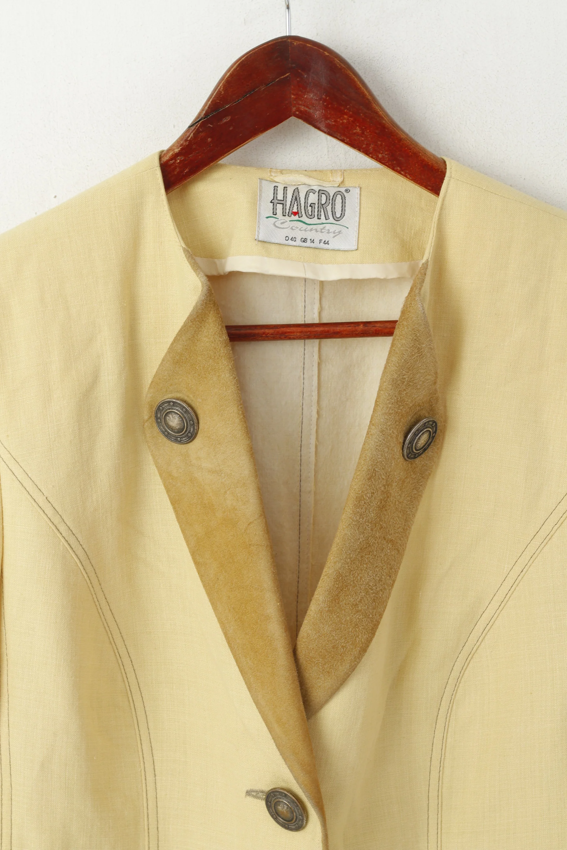 Hagro Country Women 14 40 Blazer Cream Folk Tirol Single Breasted Vintage Jacket - Image 2