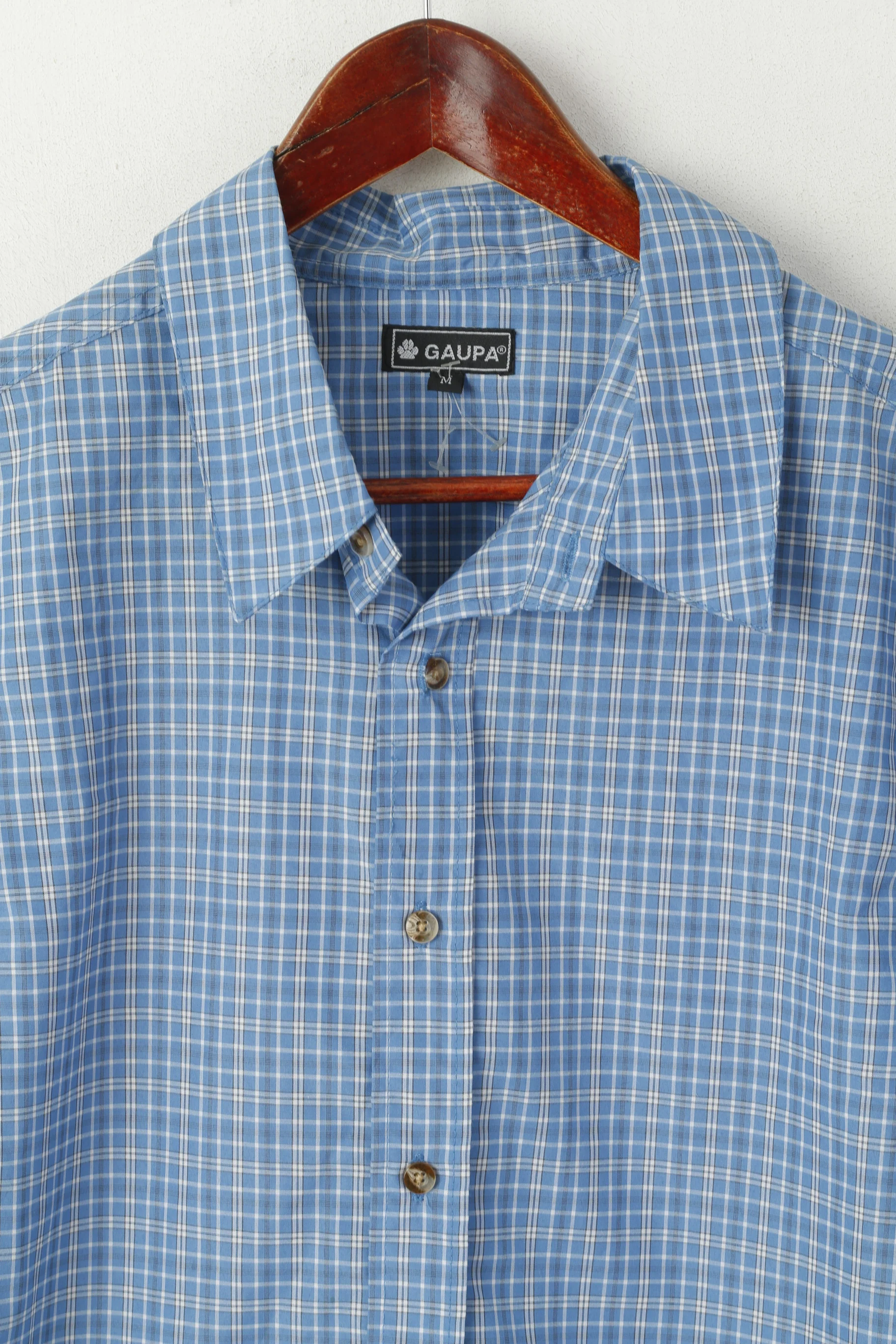 Gaupa Mes M Casual Shirt Blue Check Outdoor Rolled Up Sleeve Top - Image 2