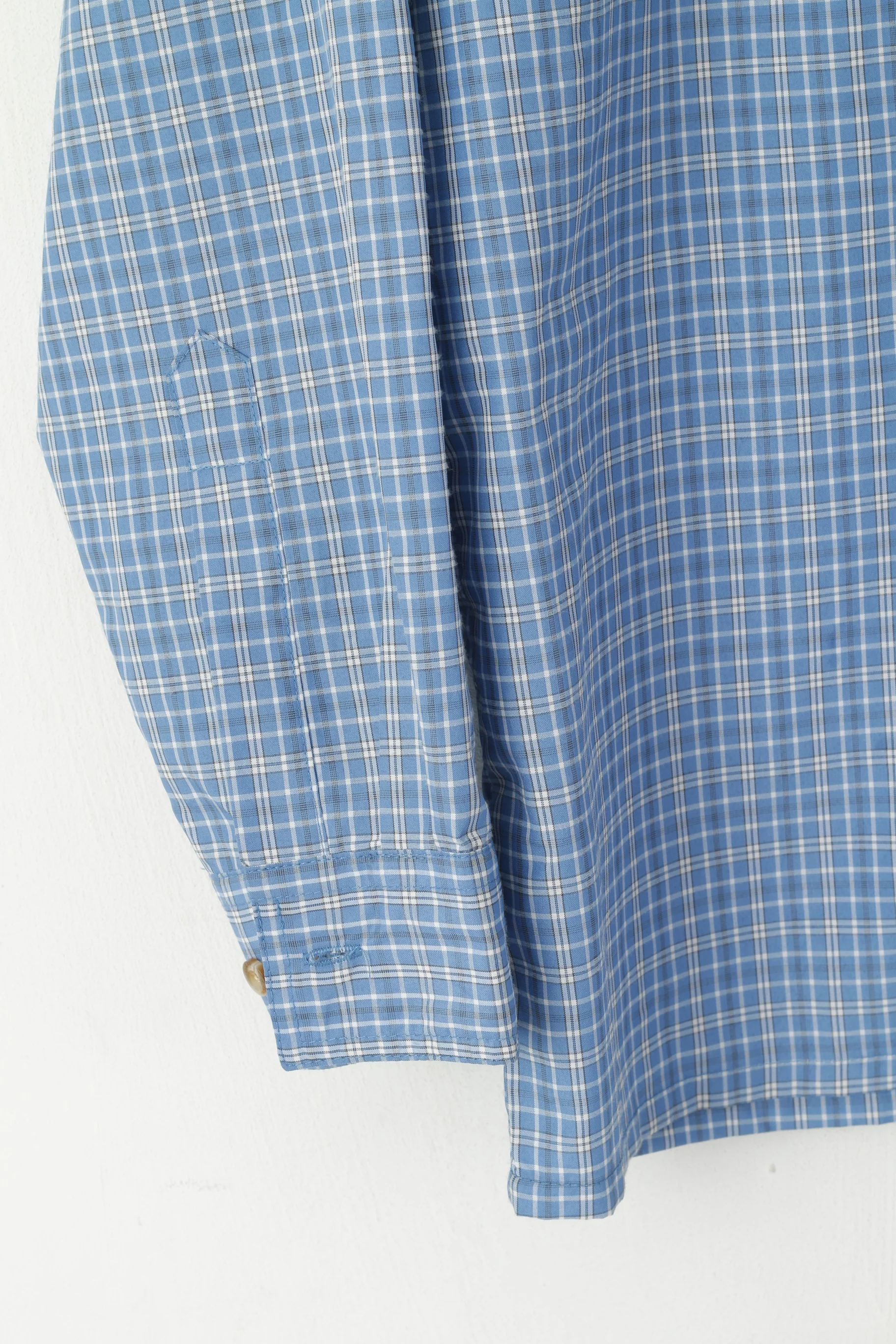 Gaupa Mes M Casual Shirt Blue Check Outdoor Rolled Up Sleeve Top - Image 3