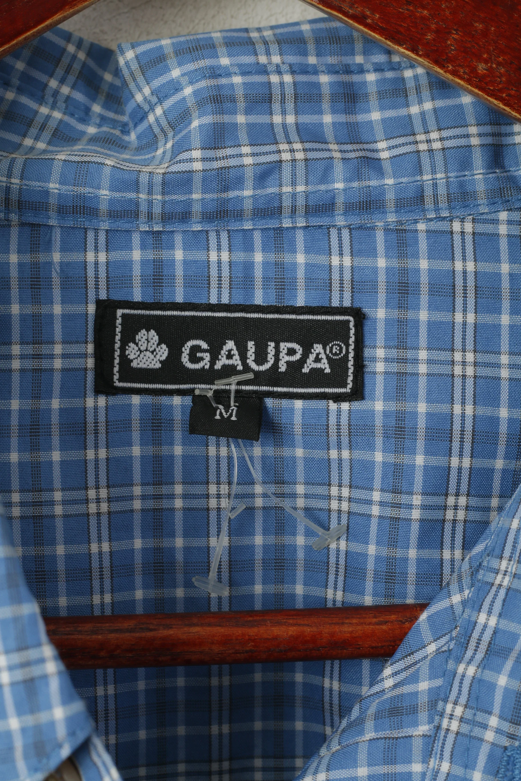 Gaupa Mes M Casual Shirt Blue Check Outdoor Rolled Up Sleeve Top - Image 4