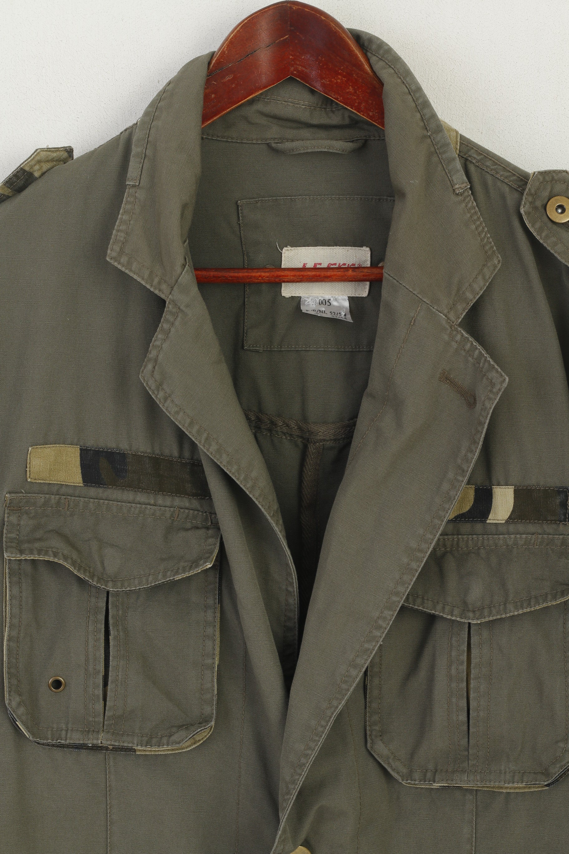 John F. Gee Men 52/54 L Jacket Khaki Cotton Army Military Single Breasted Blazer - Image 2