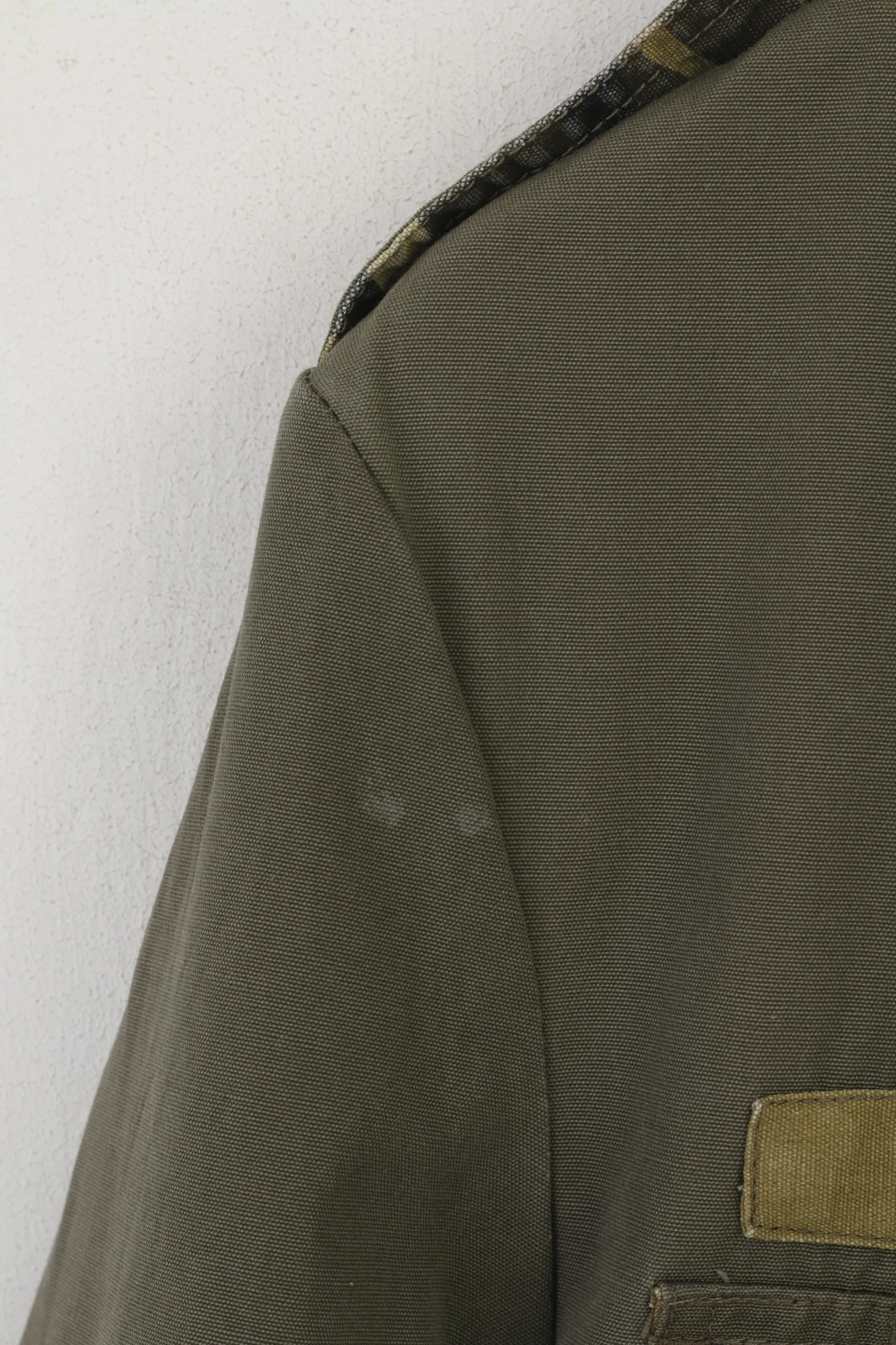 John F. Gee Men 52/54 L Jacket Khaki Cotton Army Military Single Breasted Blazer - Image 4