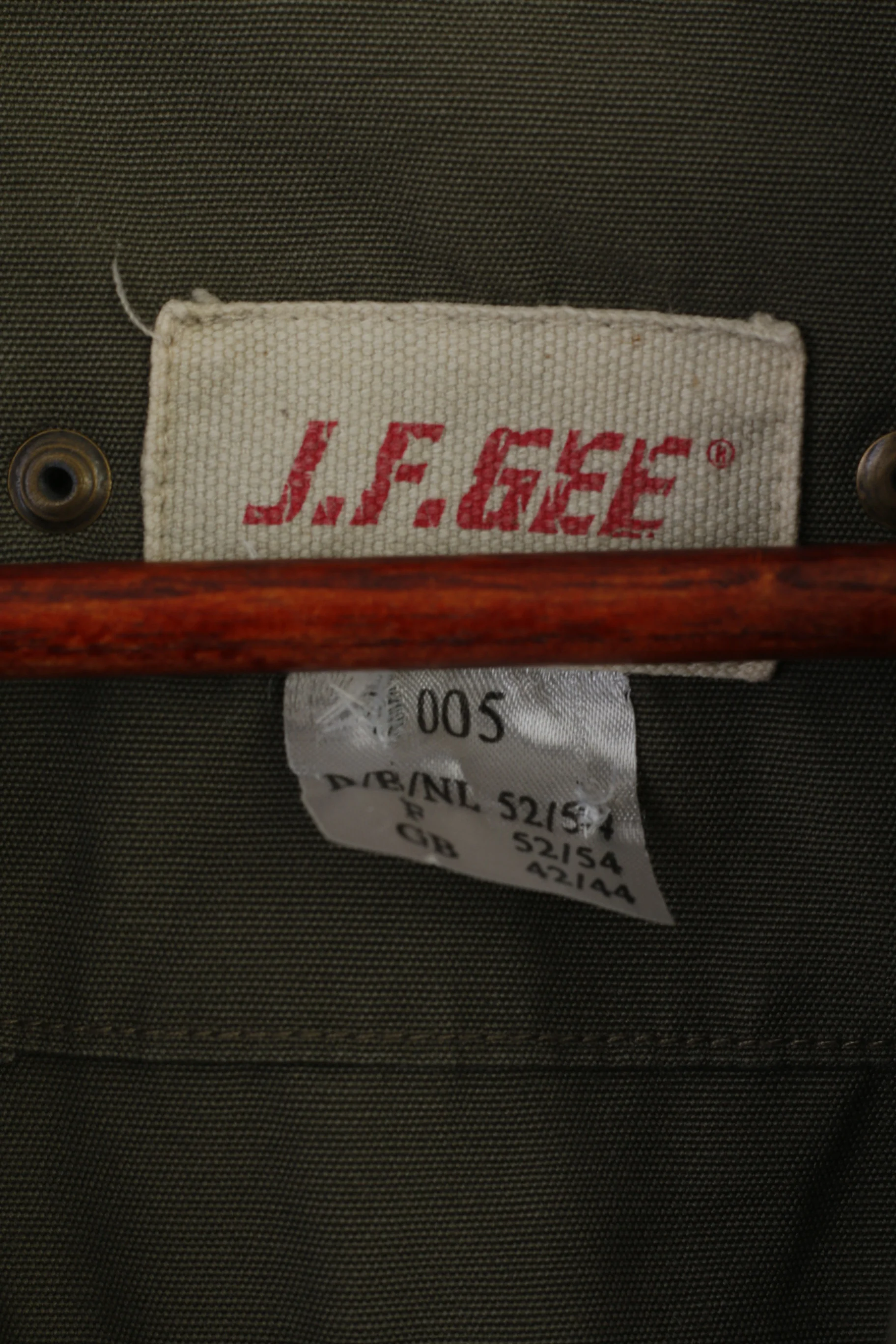 John F. Gee Men 52/54 L Jacket Khaki Cotton Army Military Single Breasted Blazer - Image 5