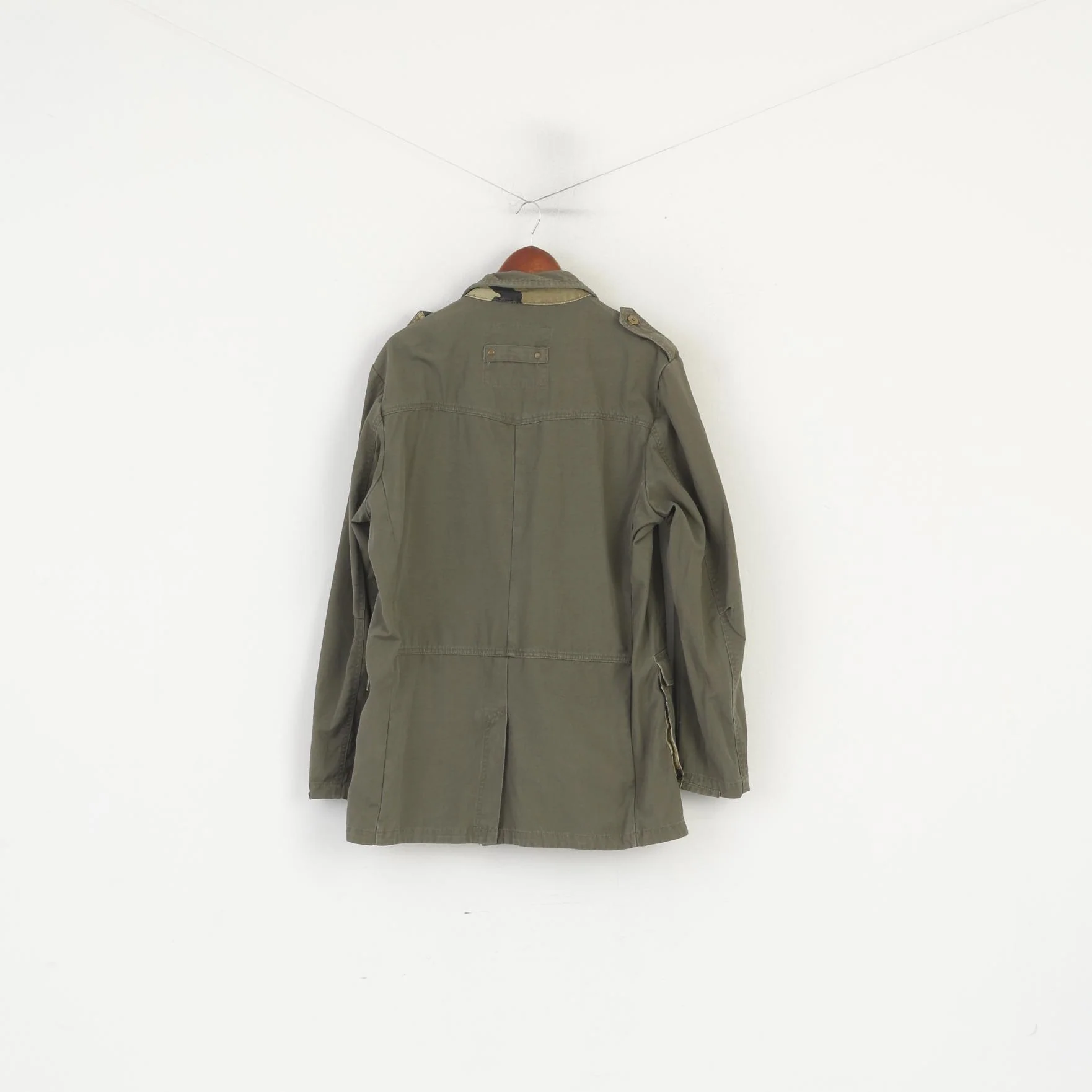 John F. Gee Men 52/54 L Jacket Khaki Cotton Army Military Single Breasted Blazer - Image 7