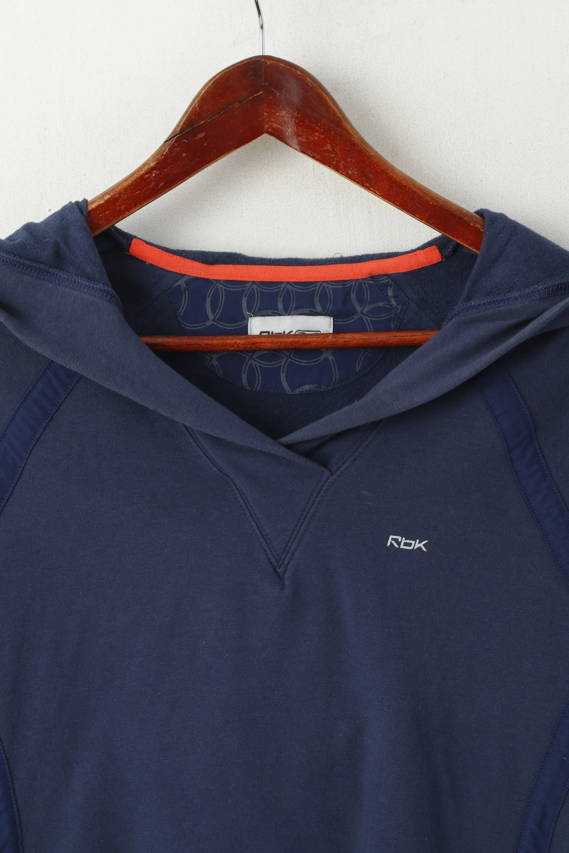 Reebok Women S Sweatshirt Navy Cotton Vintage Hooded Sport Top - Image 2
