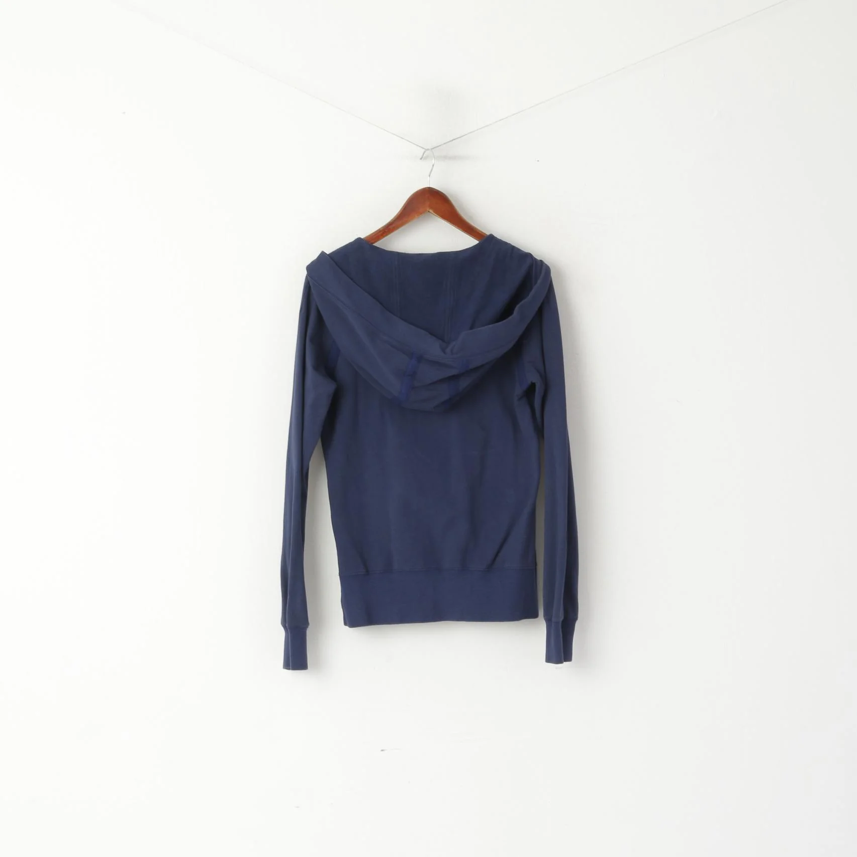 Reebok Women S Sweatshirt Navy Cotton Vintage Hooded Sport Top - Image 7