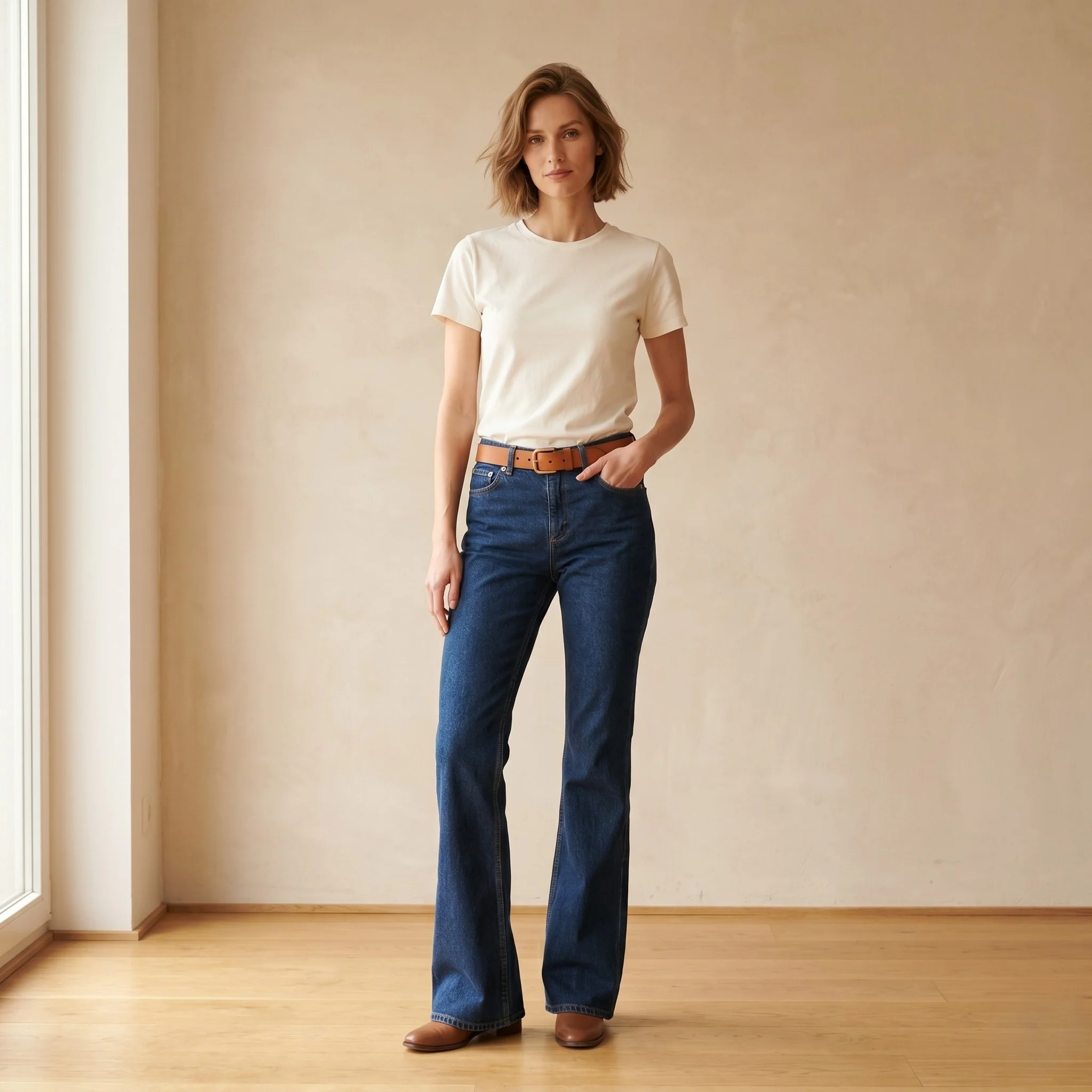 Polo Jeans Ralph Lauren Women 8 Jeans Trousers Navy lare Cotton Wide Leg Pants
