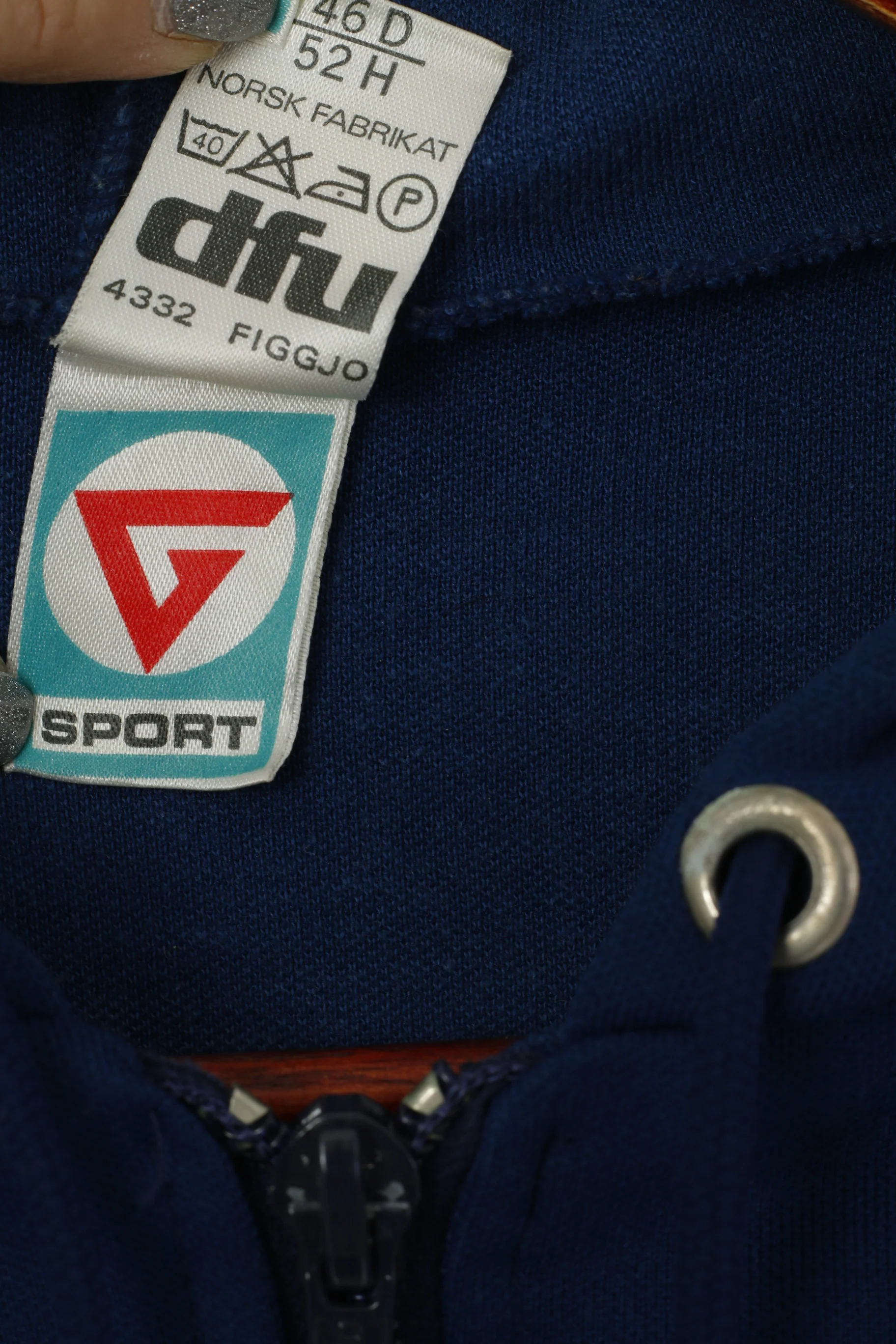 Dfu Sport Norsk Men 52 M Sweatshirt Navy Vintage Olympics Full Zip Sportswear Track Top - Image 4