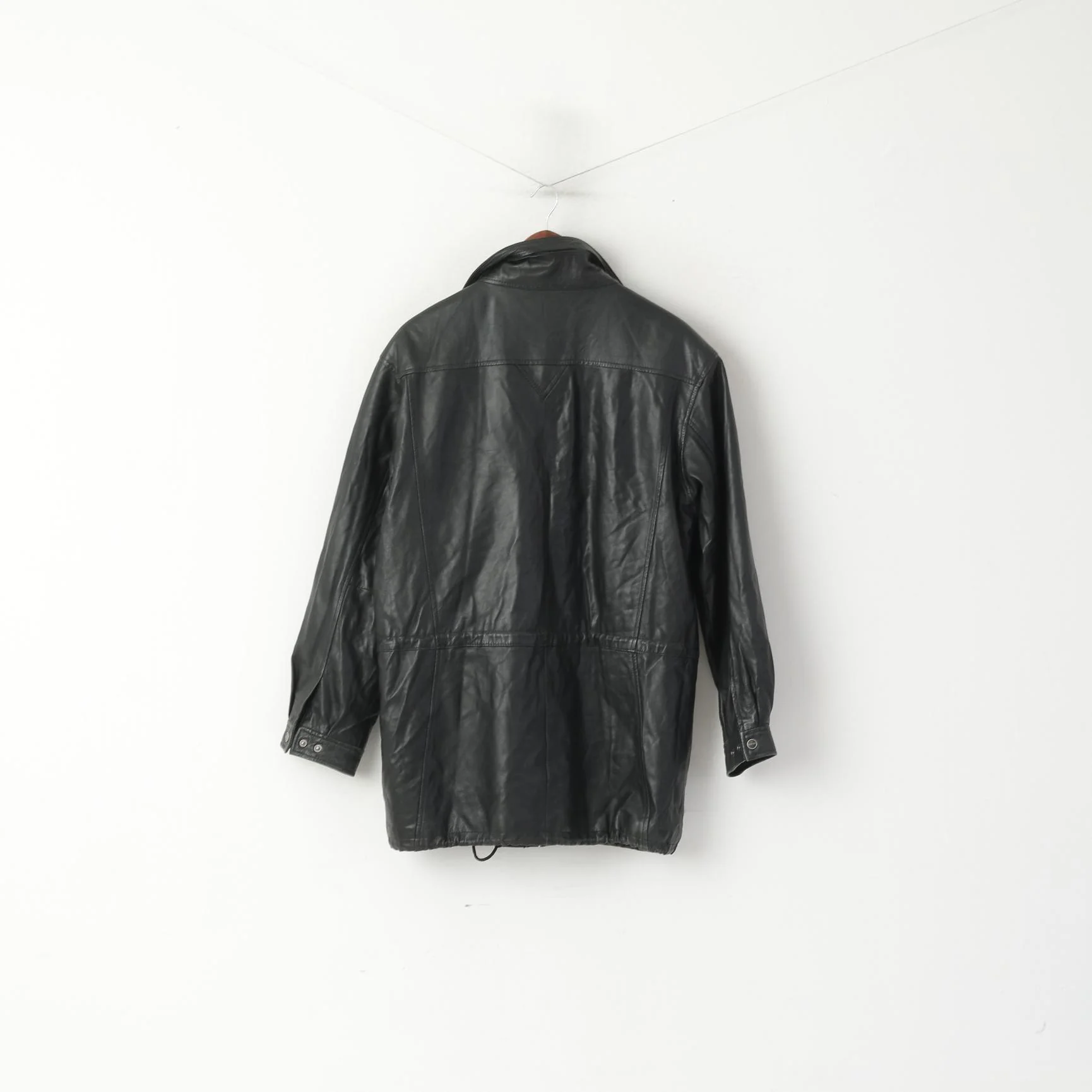 Jofama Men 46 XS Jacket Vintage Black Soft Leather Biker Full Zip Classic Long Top - Image 8