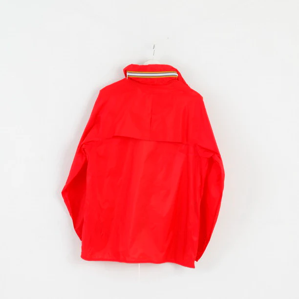 Rea Mens 52/54 L Rain Jacket Red Nylon Waterproof Hidden Hood Top - Image 7