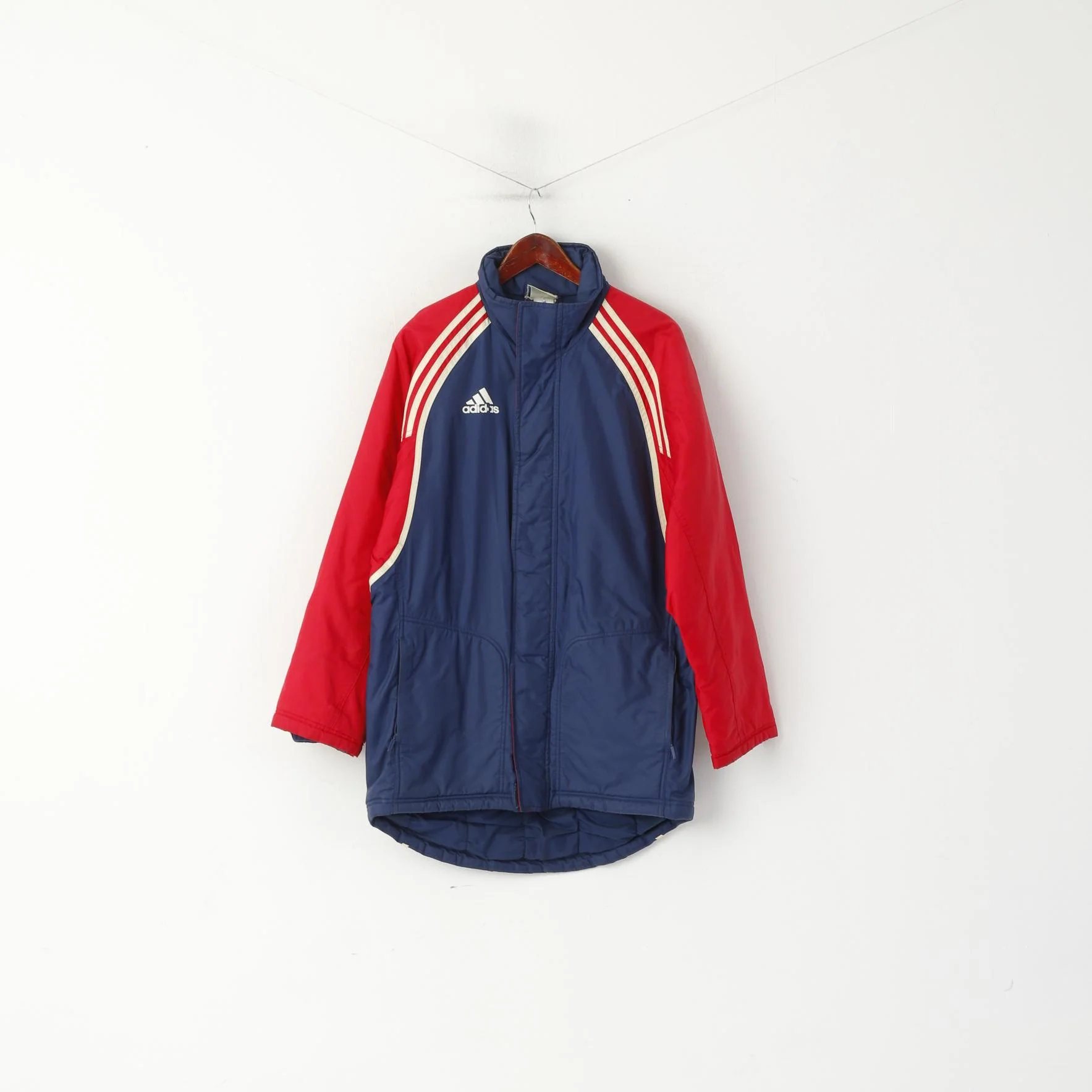 Adidas Men S 168 Jacket Vintage Blue Red Padded Nylon Waterproof 01's Parka - Image 2