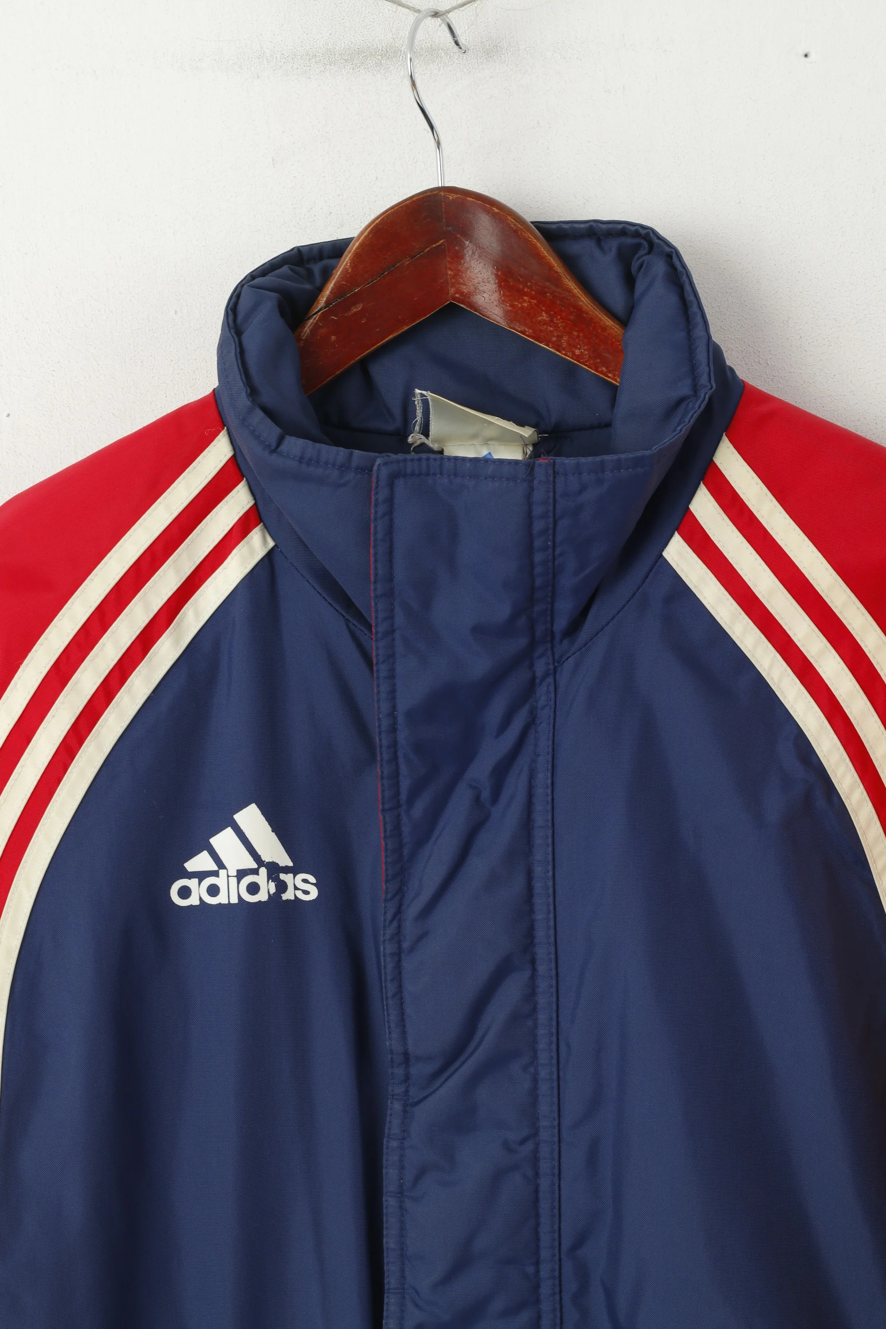 Adidas Men S 168 Jacket Vintage Blue Red Padded Nylon Waterproof 01's Parka - Image 3