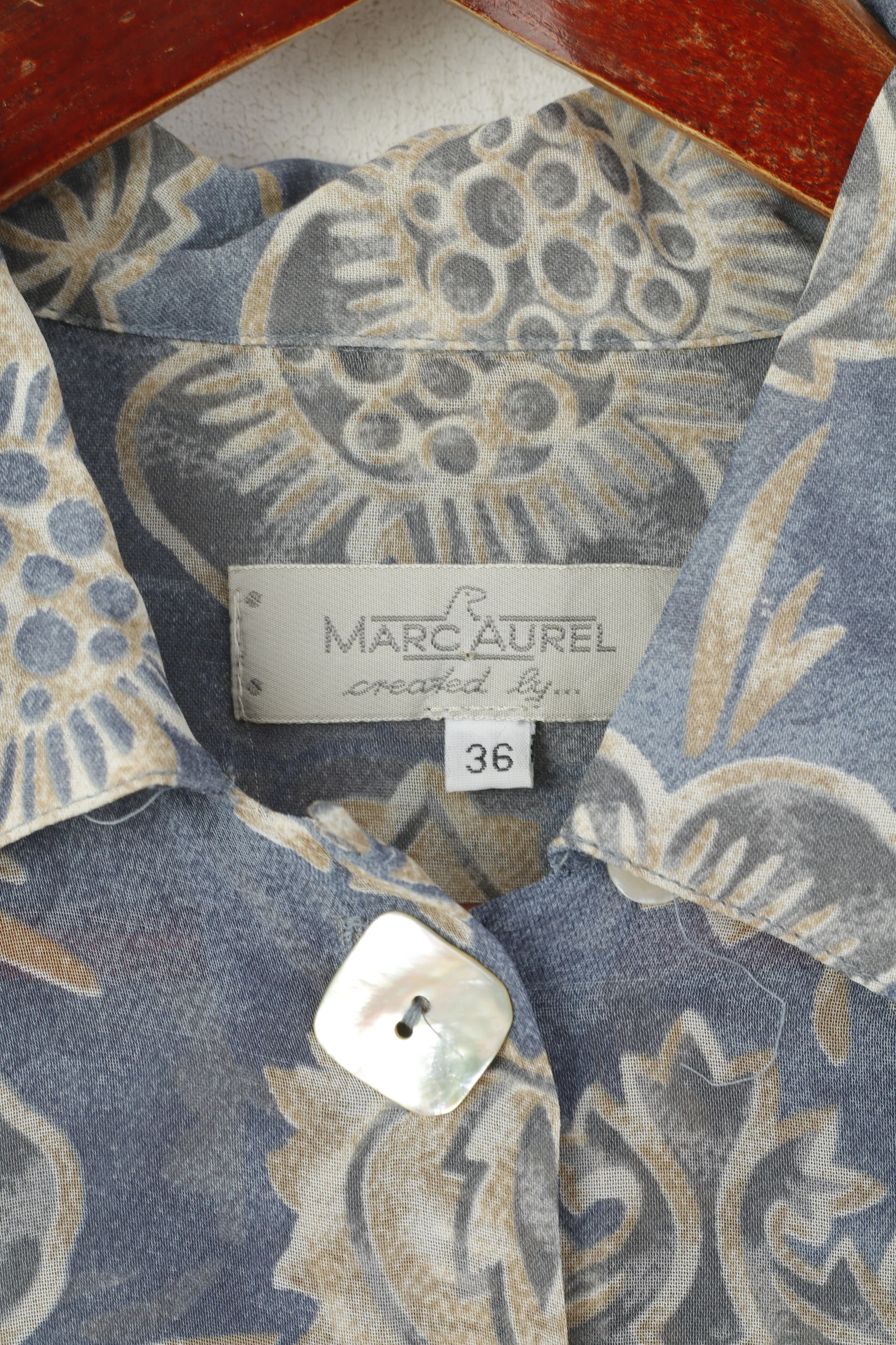 Marc Aurel Women 36 M Casual Shirt Blue Viscose Translucent Material Elegant Top - Image 4