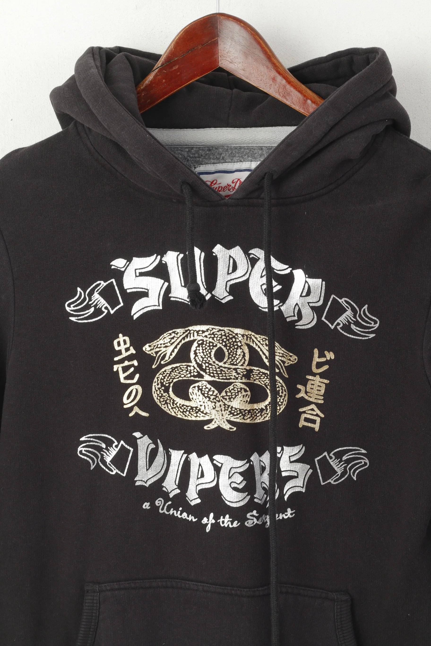 Superdry Women M Sweatshirt Black Cotton Super Dipers Hooded Sport Top - Image 2