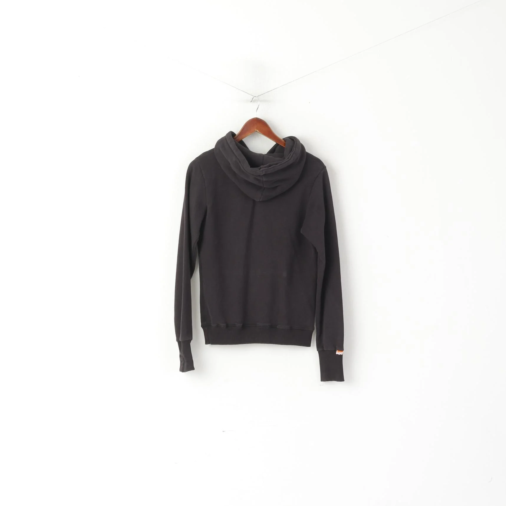 Superdry Women M Sweatshirt Black Cotton Super Dipers Hooded Sport Top - Image 5