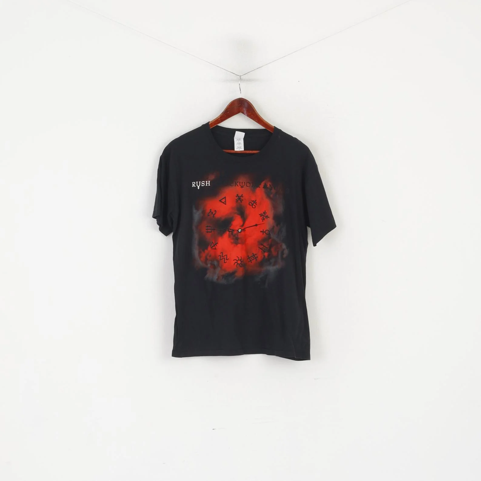 Gildan Men L Shirt Black Cotton Rush Clockwork Angels Music Band Tee Top