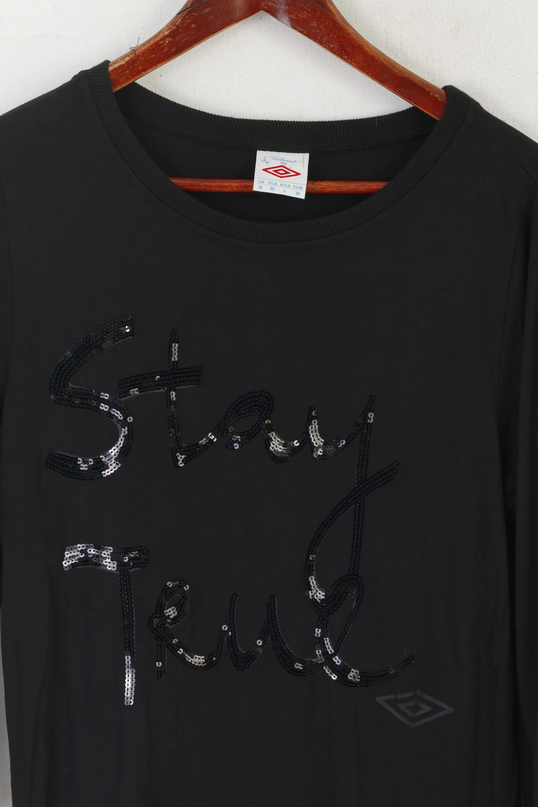 Umbro Women M Long Shirt Black Viscose Stay True Sequins Dress tunic Top - Image 2