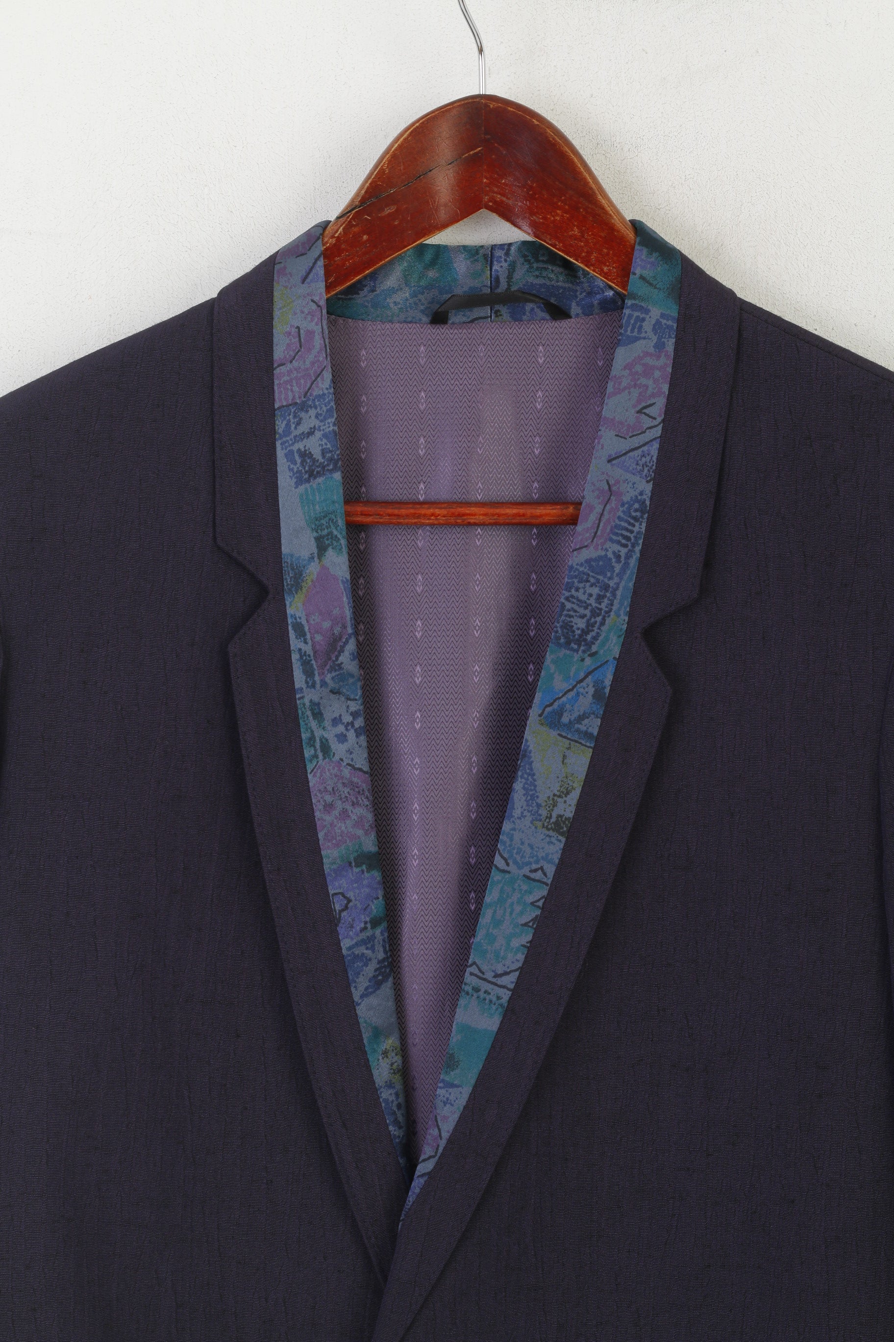 Vintage Boys 152 Blazer Purple Shiny Viscose Retro Disco Single Breasted Jacket - Image 2