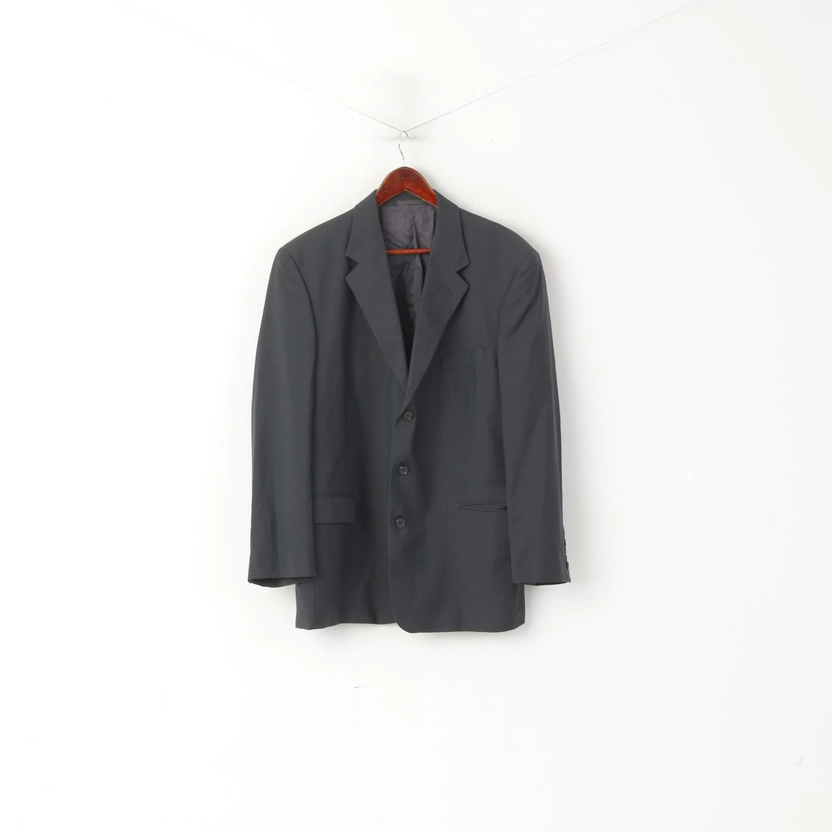 Jaeger Men 54 44 Blazer Navy Pure New Wool Single Breasted Jacket