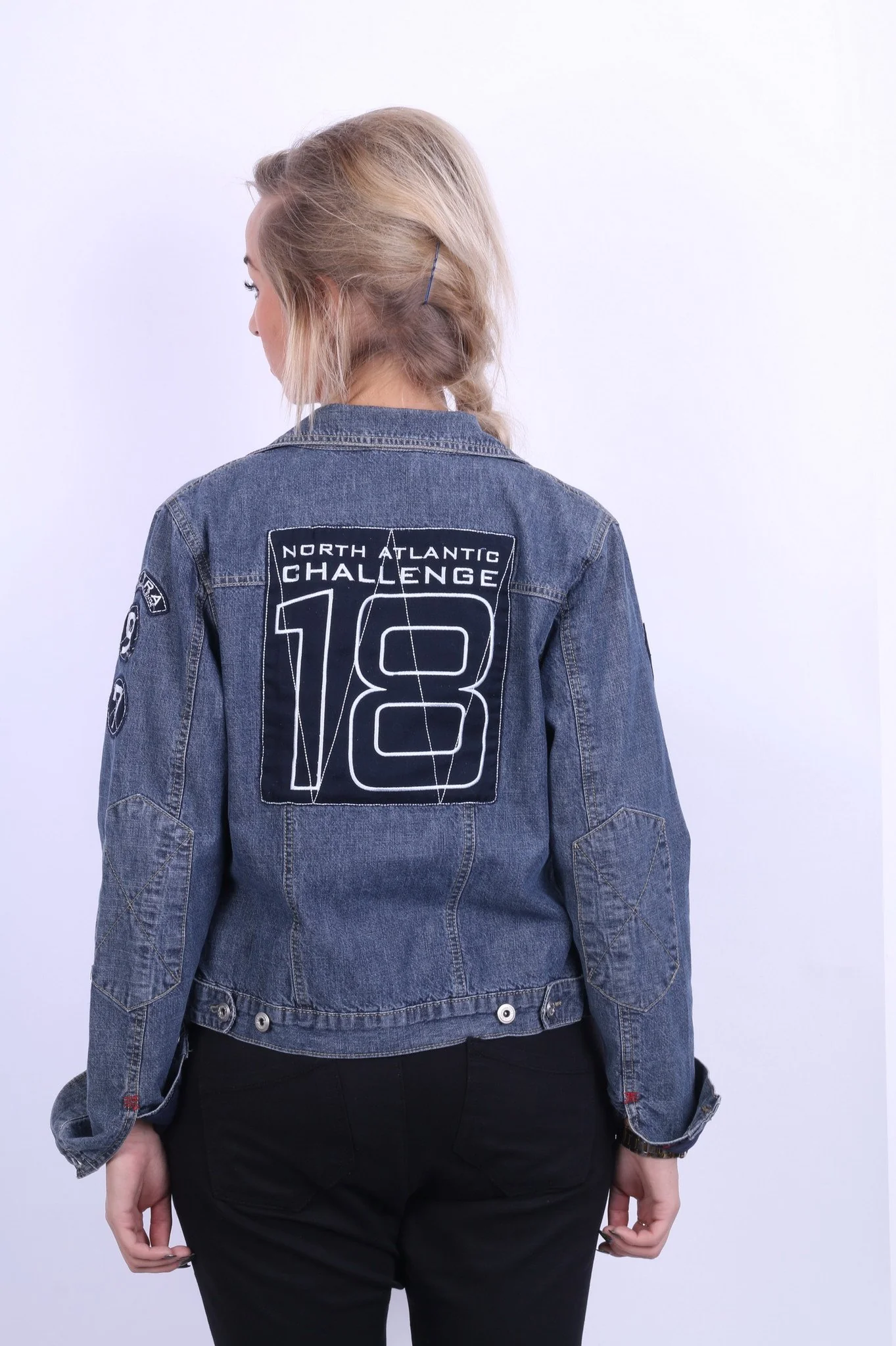 Gaastra Women 38 M Jeans Jacket Blue Cropped Cotton Dirty Emroidered Top - Image 9