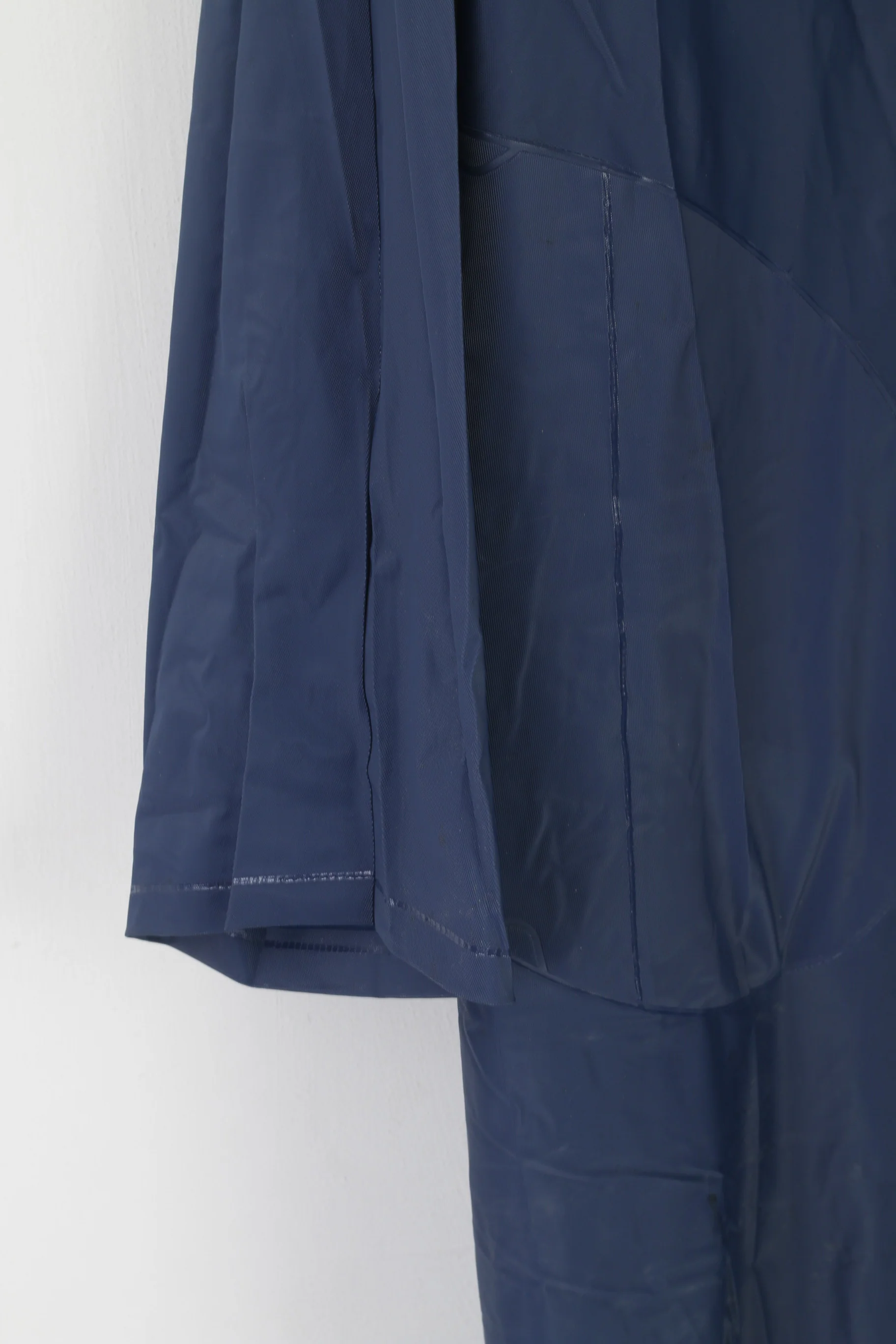 Vintage Women M Rain Coat Navy 100% PVC Waterproof Long Snap Top - Image 3