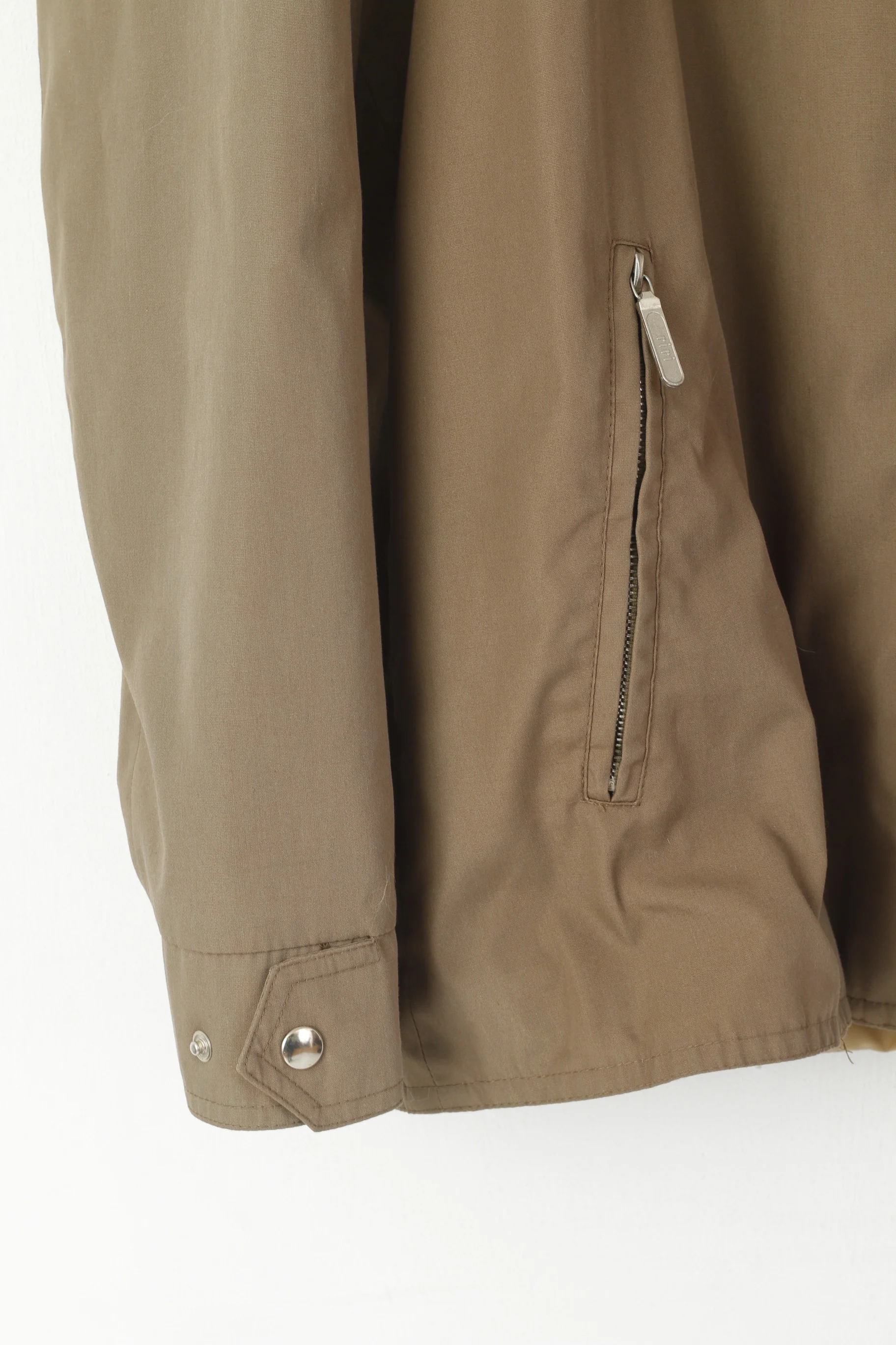 Schild Men L Jacket Shiny Taupe Harrington Lightweight Full Zip Retro Top - Image 3