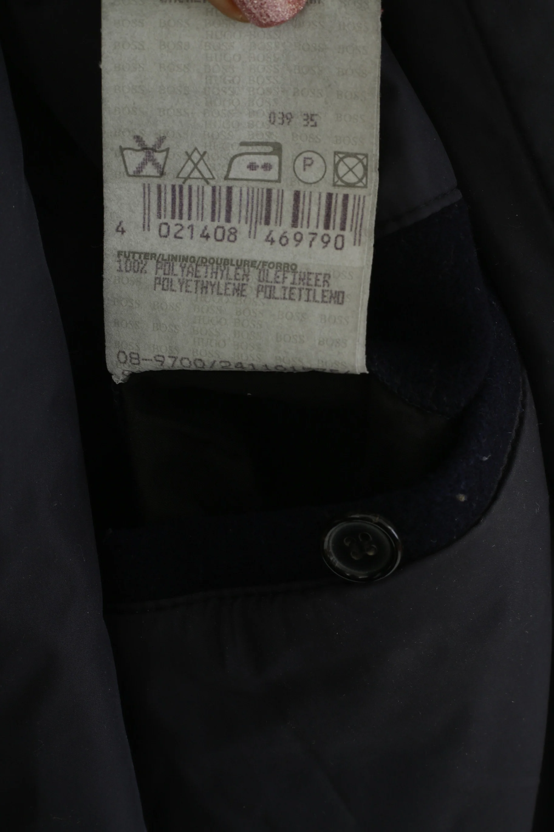 Hugo Boss Men 50 L Jacket Navy Wool Cashmere Blend Vintage Oversize Zip Up Coat - Image 7