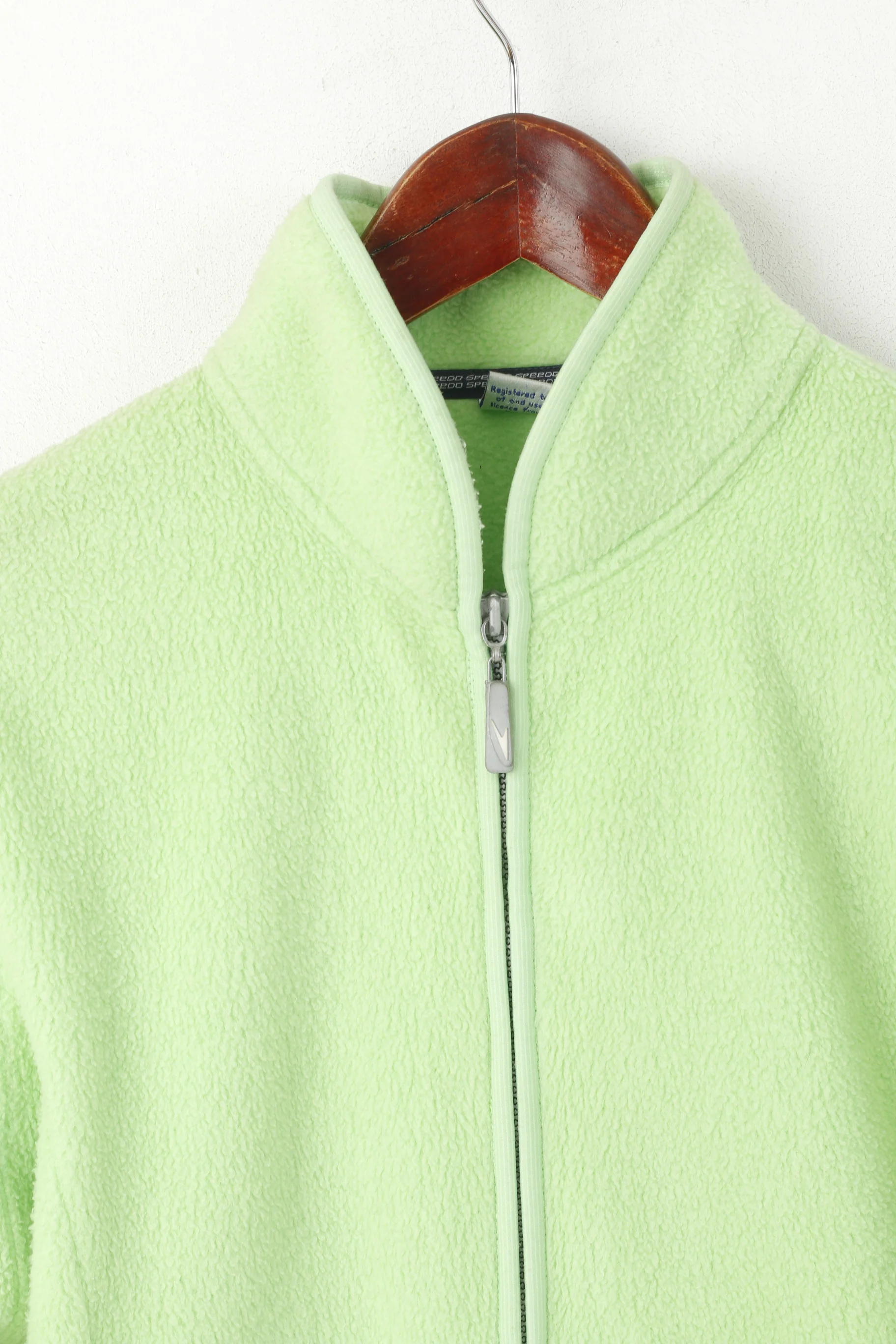 Speedo Women S Fleece Top Lime Vintage Full Zip Sportswear Sweatshirt Top - Image 2
