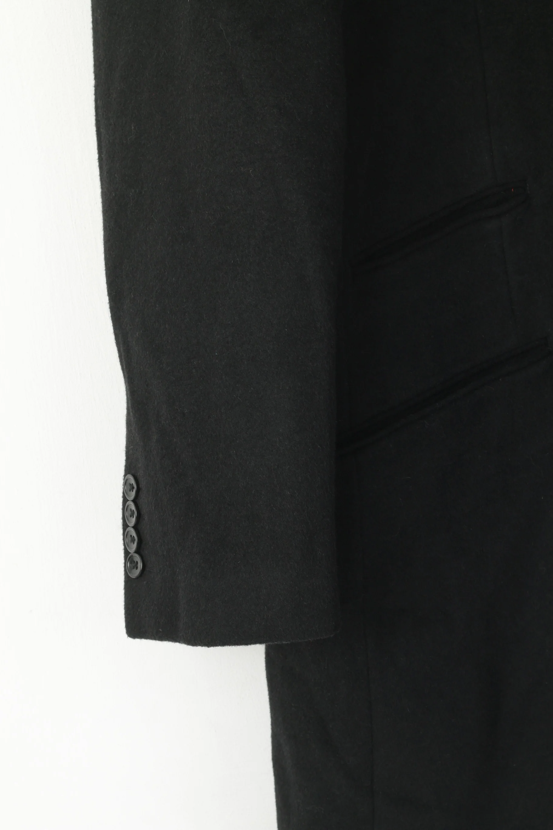 Greenwoods Men 44 L Coat Black Wool Cashmere Luxury Single Breasted Classic Top - Image 3