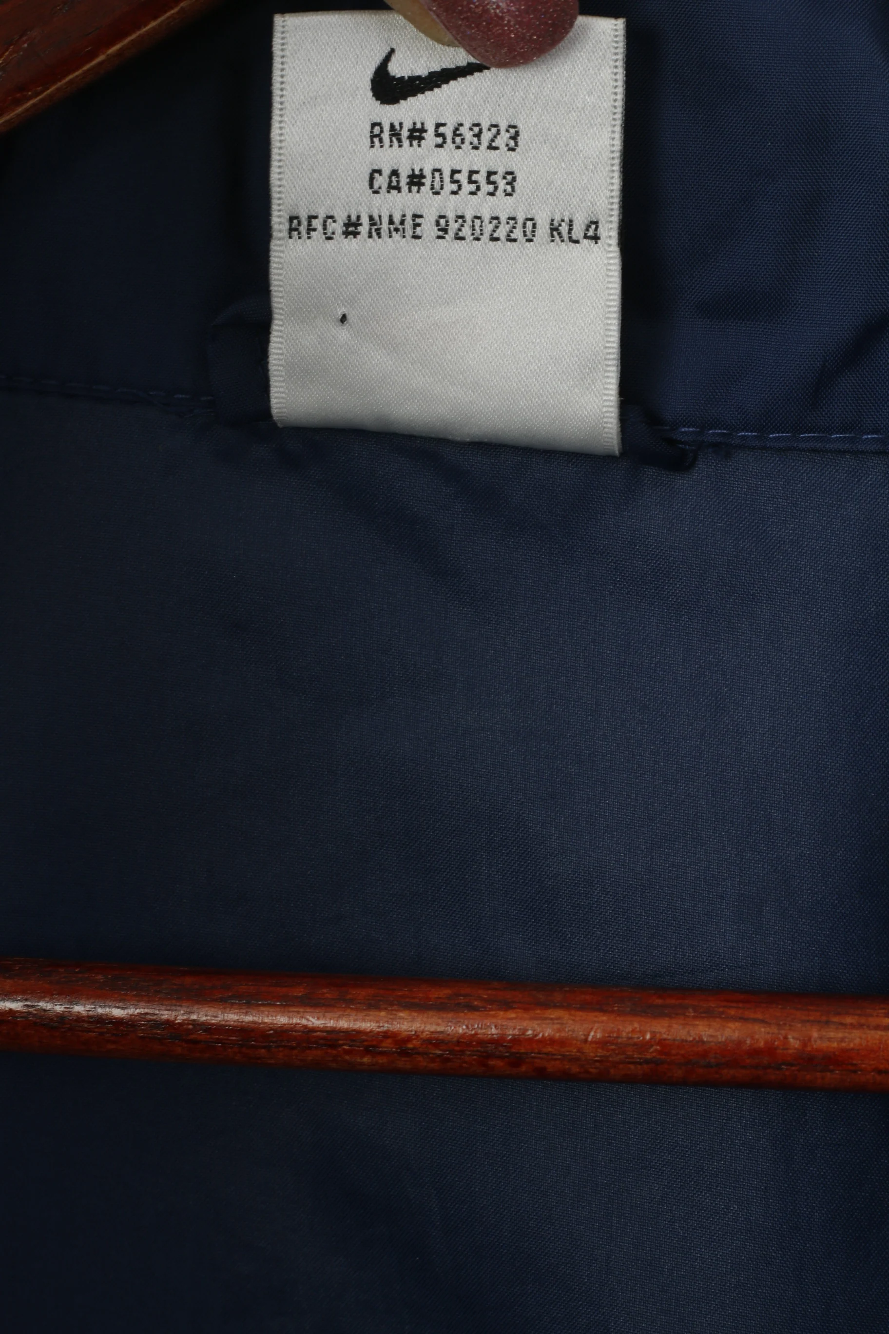 Nike Men XL Jacket Navy Vintage Jugend Trainiert Fur Olympia Nylon Hidden Hood Top - Image 5
