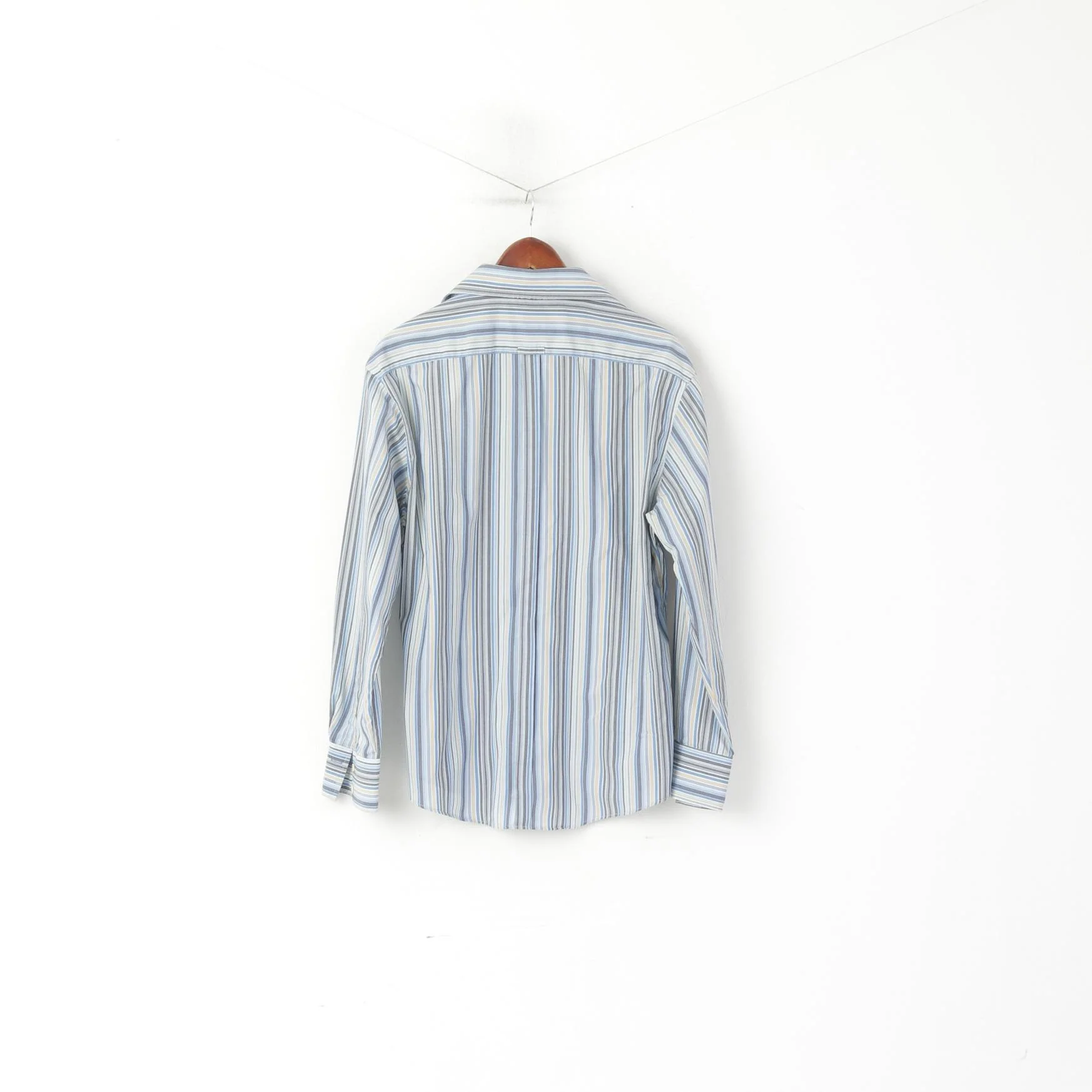 Ben Sherman Men L Casual Shirt Blue Striped Cotton Long Sleeve Top - Image 6