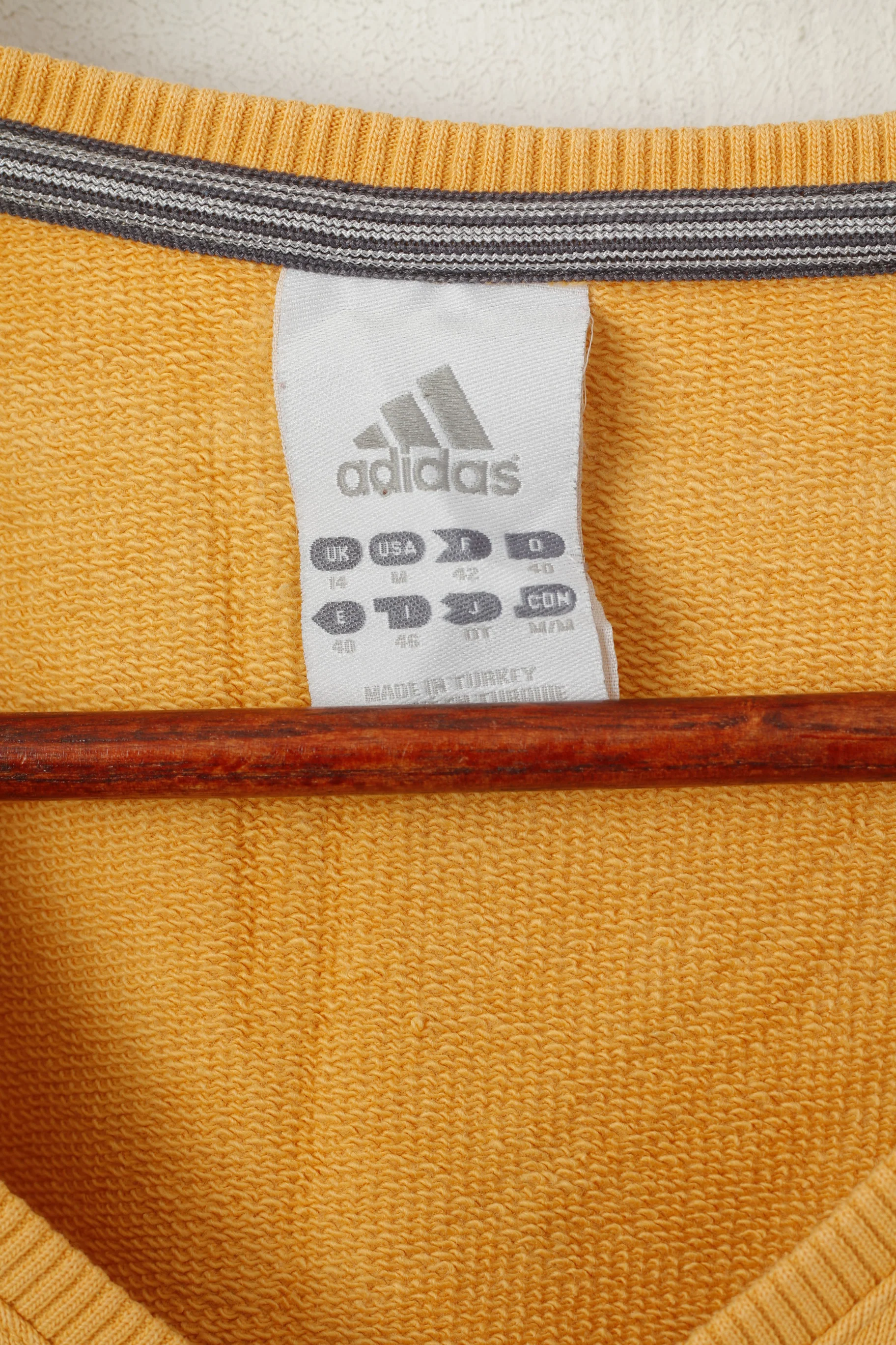 Adidas Women M Sweatshirt Orange Cotton Vintage V Neck Cropped Sport Top - Image 4