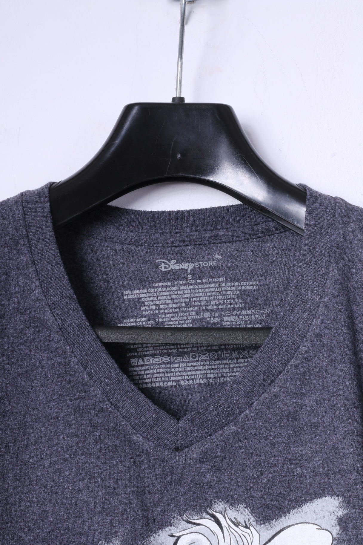 Disney Store Womens S T-Shirt Grey Cotton Graphic Black Characters Top - Image 2