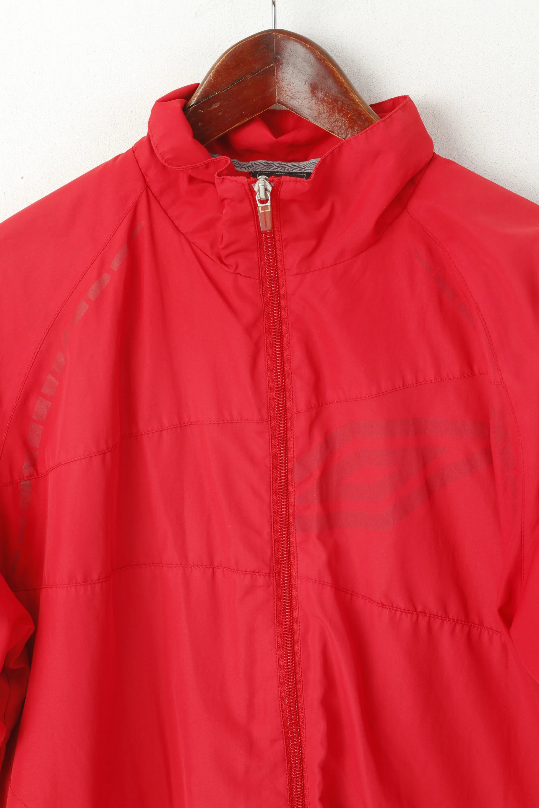 Umbro Men S Jacket Red Vintage Full Zip Sportswear Reflective Lightweight Top - Image 2