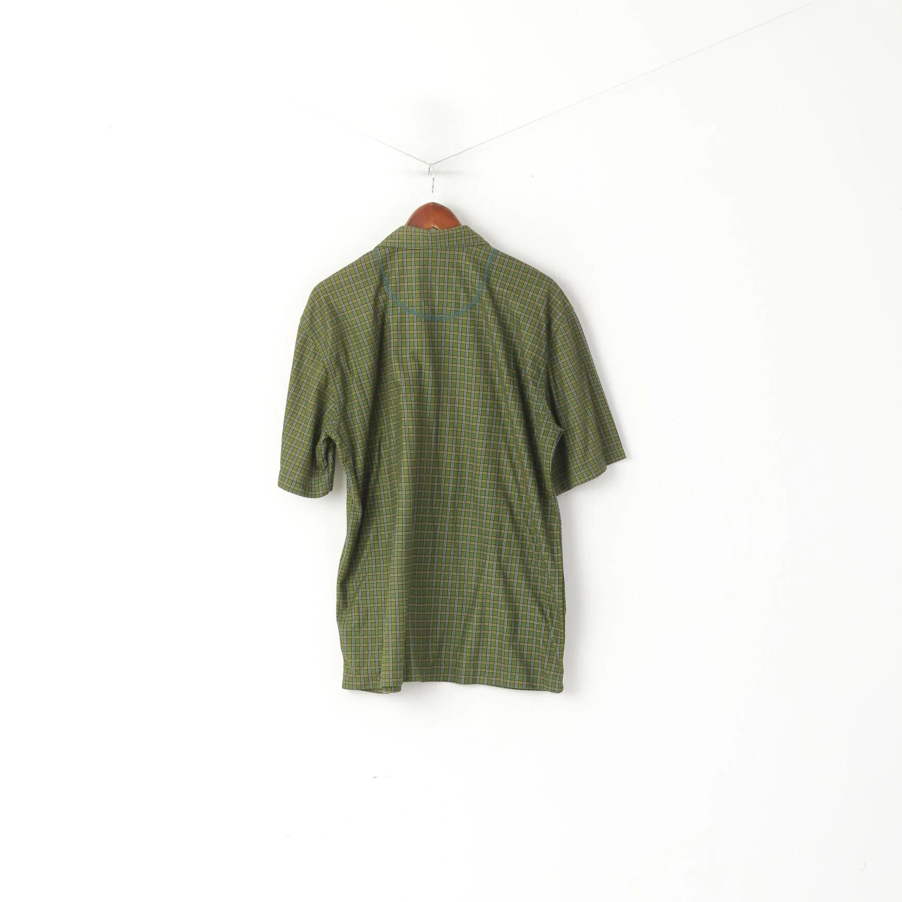 Odlo Men XL Casual Shirt Green Checkered Outdoor Sportswear Tourist Short Sleeve Top - Image 6